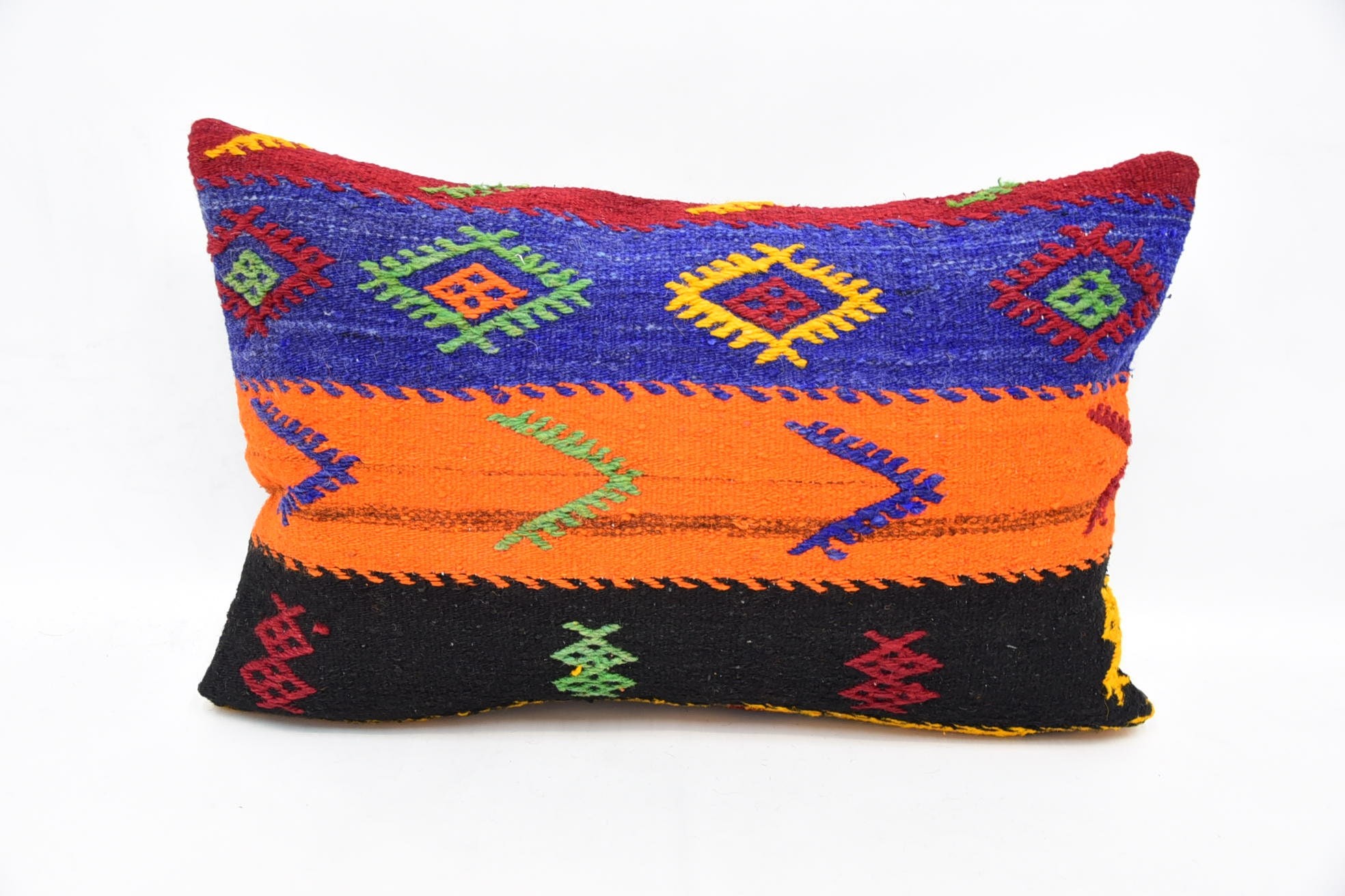 Morroccon Kilim Cushion Pillow Cover, Home Decor Pillow, Vintage Pillow, 16"x24" Blue Pillow Sham, Antique Pillows, Cozy Throw Pillow