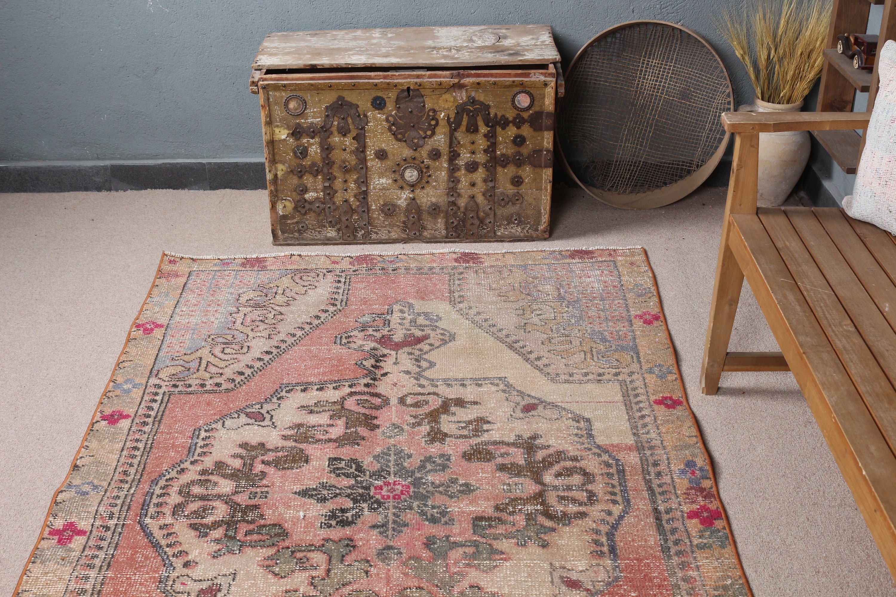 4.4x6.8 ft Area Rug, Bedroom Rugs, Vintage Rug, Red Wool Rug, Turkish Rug, Rugs for Living Room, Turkish Area Rug Rugs, Kitchen Rug