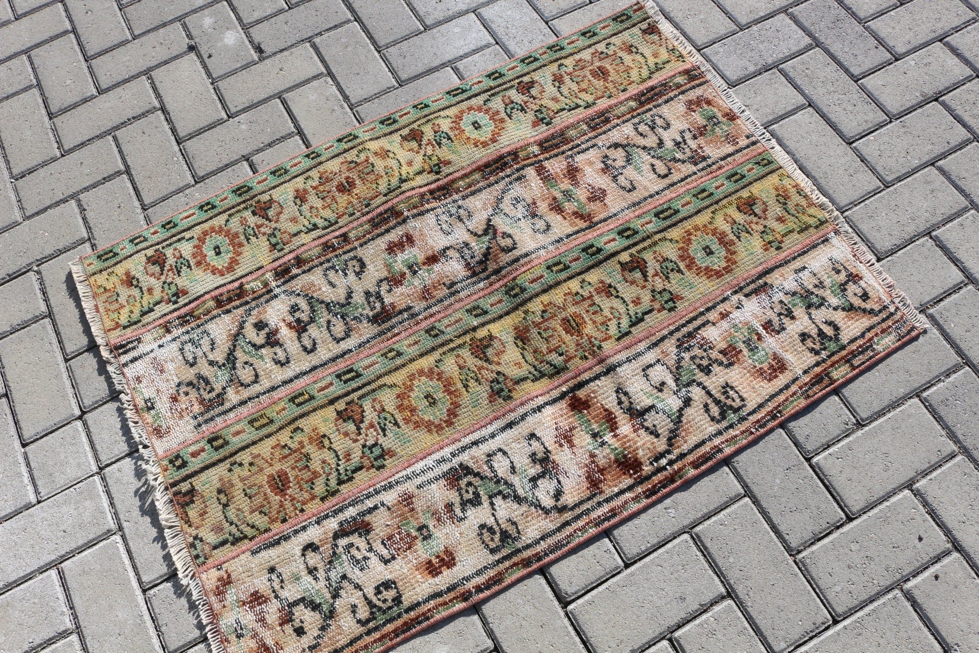 Rugs for Kitchen, 2.6x3.6 ft Small Rugs, Wall Hanging Rug, Entry Rug, Oriental Rug, Vintage Rugs, Turkish Rugs, Cool Rug, Green Oushak Rug