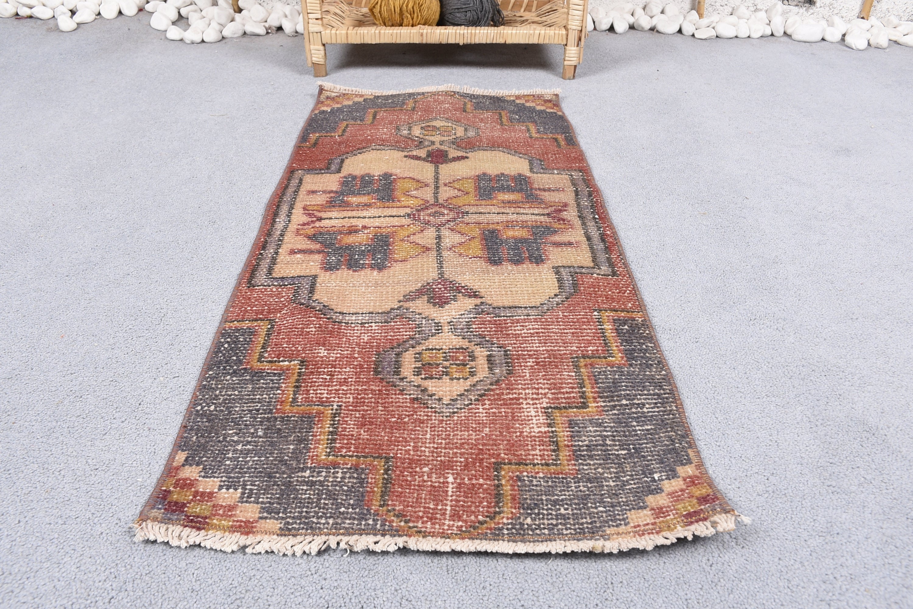 1.3x3 ft Small Rug, Bath Rug, Red Home Decor Rugs, Wool Rug, Car Mat Rugs, Antique Rugs, Turkish Rug, Rugs for Wall Hanging, Vintage Rug