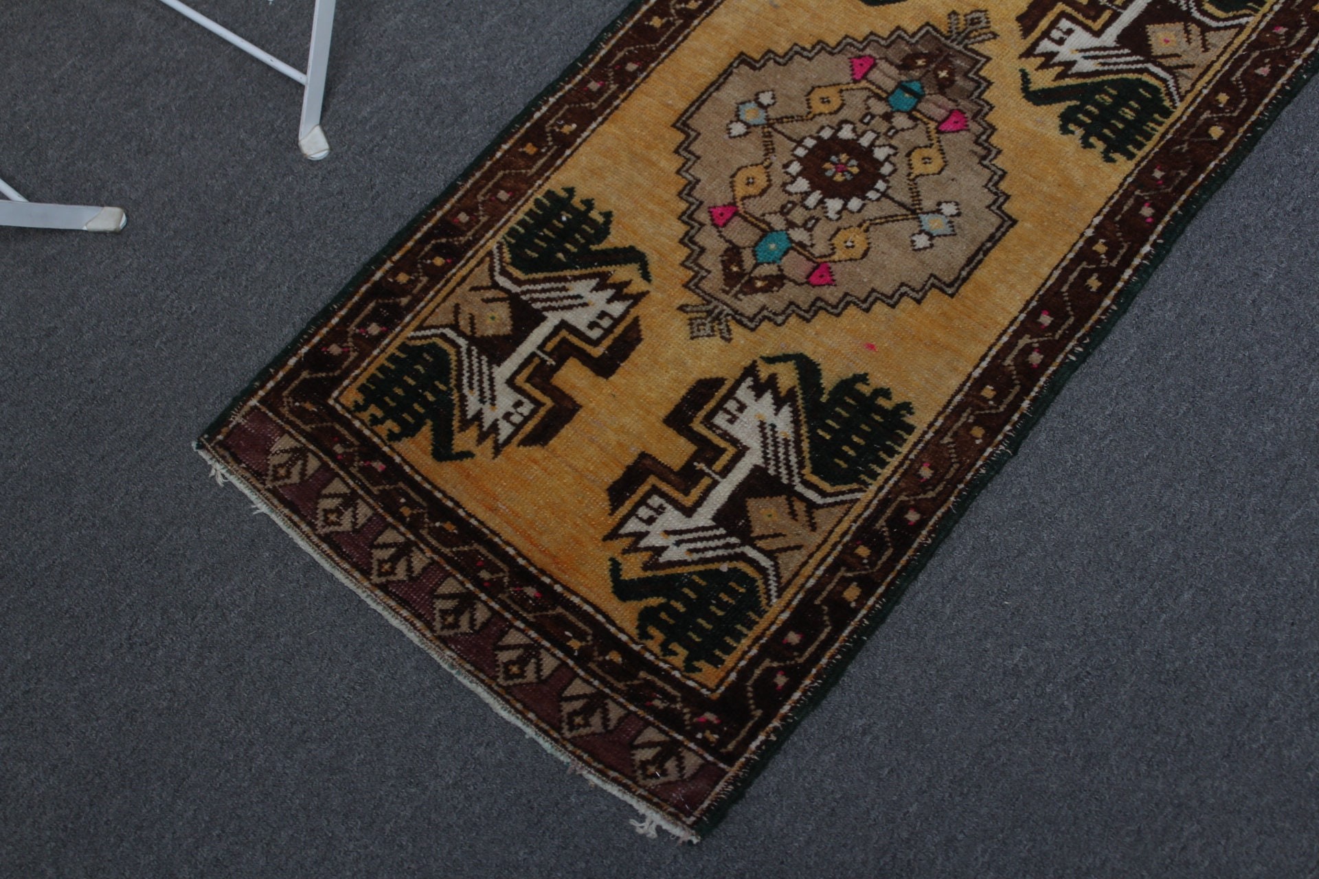 Türk Halısı, Vintage Halı, 1.6x3.2 ft Küçük Halı, Yatak Odası Halıları, Mutfak Halıları, Boho Halıları, Sarı Ev Dekor Halısı, Araba Paspas Halıları