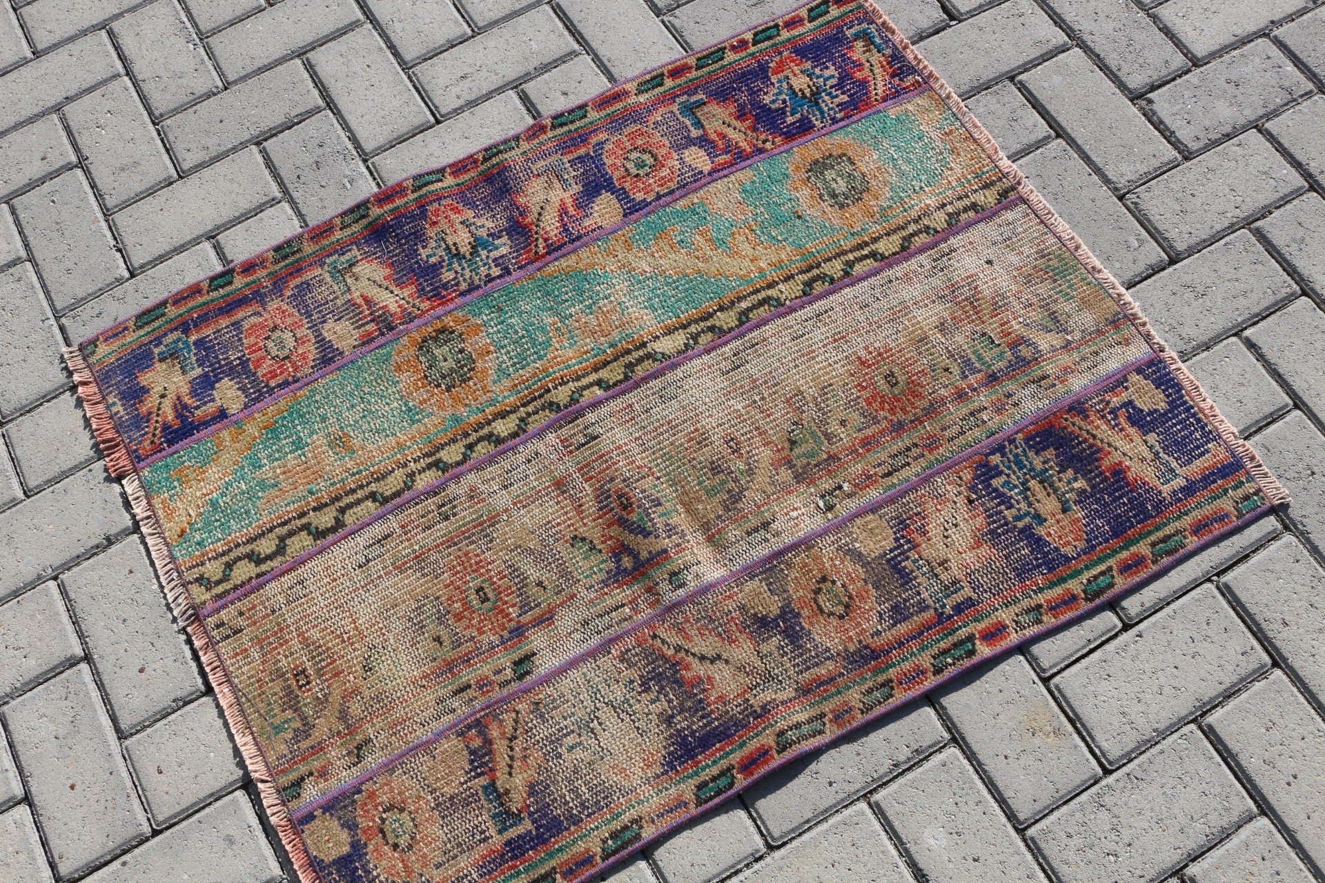 Bathroom Rugs, Anatolian Rug, Blue  2.6x3.3 ft Small Rug, Kitchen Rug, Vintage Rug, Cool Rug, Turkish Rug, Rugs for Bathroom