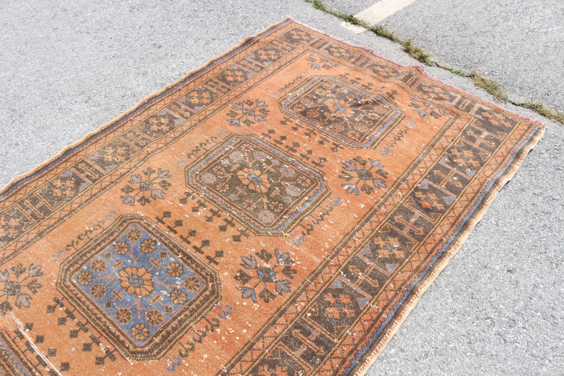 Vintage Halı, Ev Dekor Halısı, Yer Halısı, Oturma Odası Halısı, Salon Halıları, Türk Halısı, Mutfak Halıları, Turuncu Yün Halı, 4,7x10,7 ft Büyük Halılar