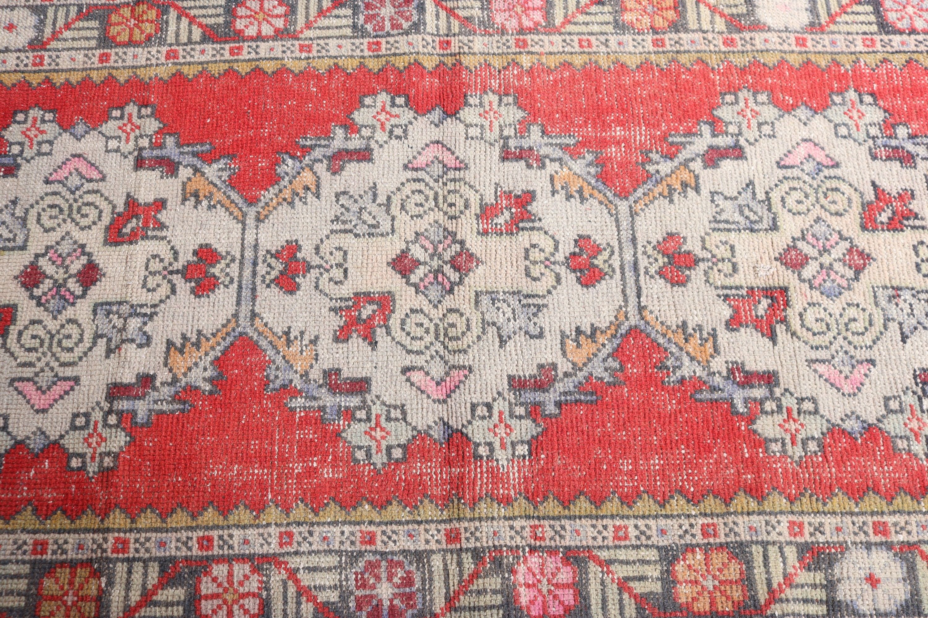 Türk Halısı, Boho Vurgulu Halılar, Dekoratif Halılar, Lüks Halı, Kırmızı Lüks Halılar, Organik Halı, Vintage Halı, 3.1x5 ft Vurgulu Halı, El Dokuma Halı