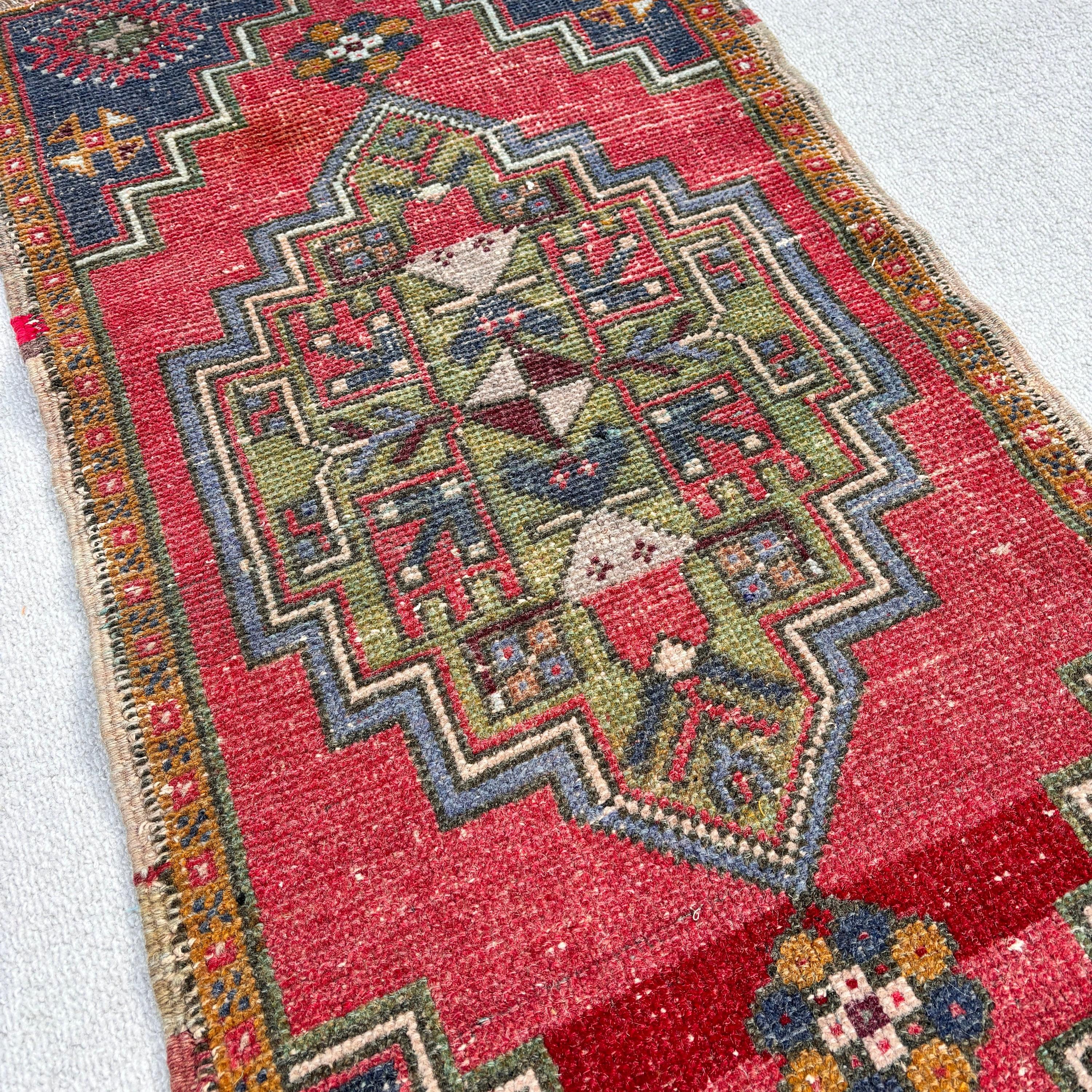 Kırmızı Nötr Halı, Modern Halılar, Vintage Halı, Türk Halıları, 1,7x3,3 ft Küçük Halılar, Boho Halı, Yatak Odası Halısı, Banyo Halıları, Duvara Asılı Halılar