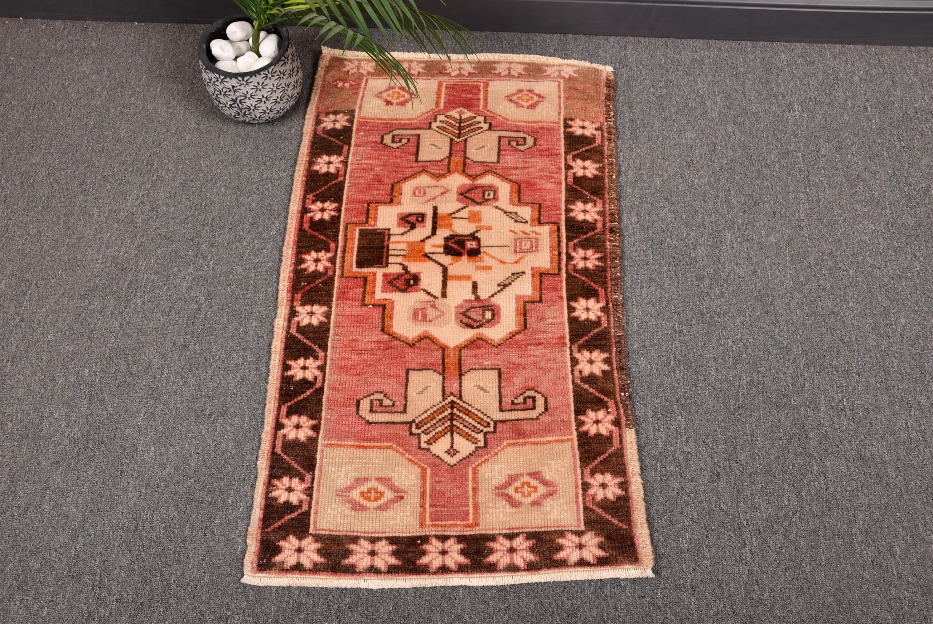 Vintage Halı, Mutfak Halıları, Banyo Halıları, Türk Halısı, 1,7x2,9 ft Küçük Halı, Pembe Boho Halıları, Çocuk Halıları, Modern Halı, Geometrik Halı