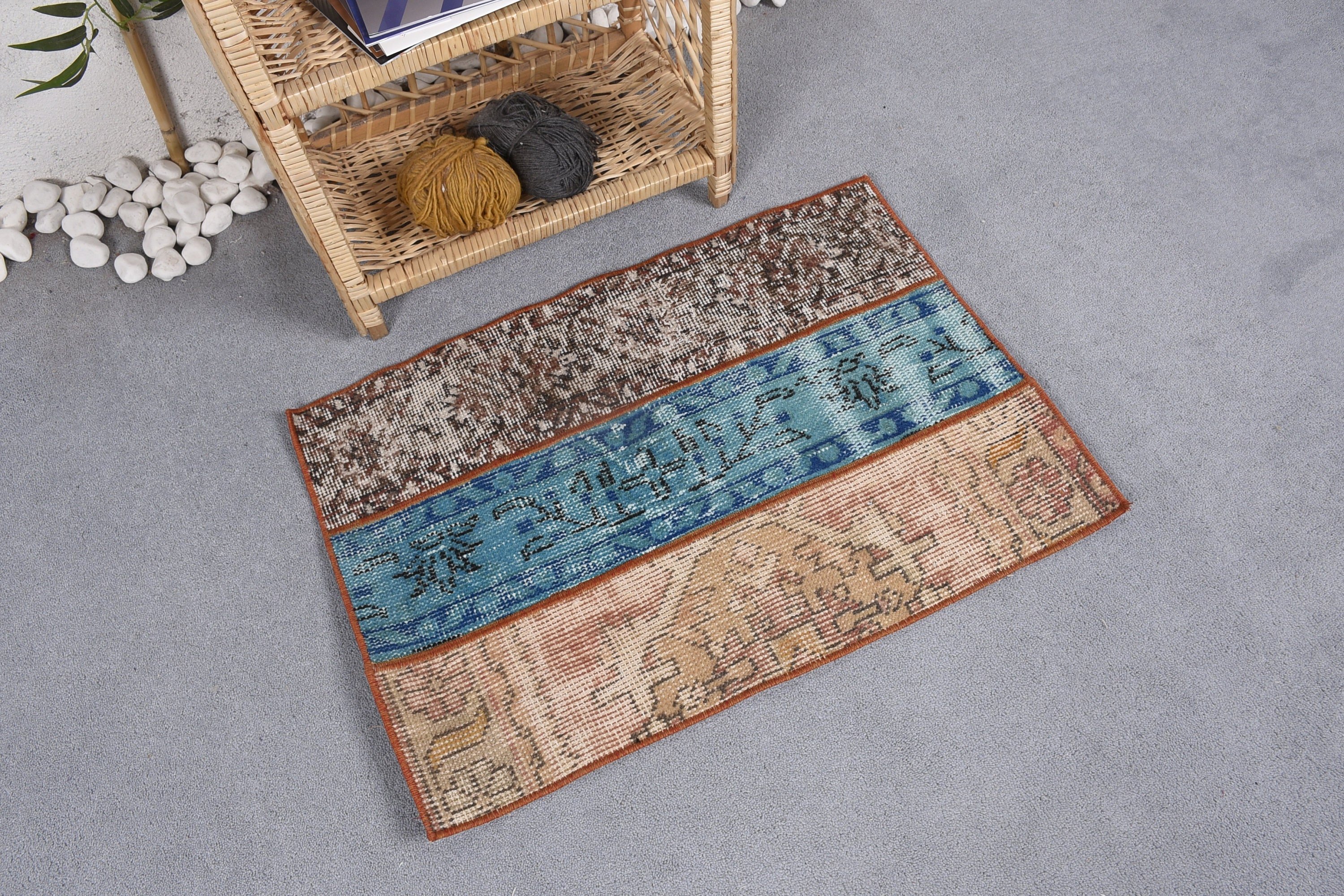 Car Mat Rug, Blue Home Decor Rug, Entry Rug, Floor Rug, Rugs for Bedroom, Vintage Rug, Anatolian Rug, 1.8x2.6 ft Small Rugs, Turkish Rug