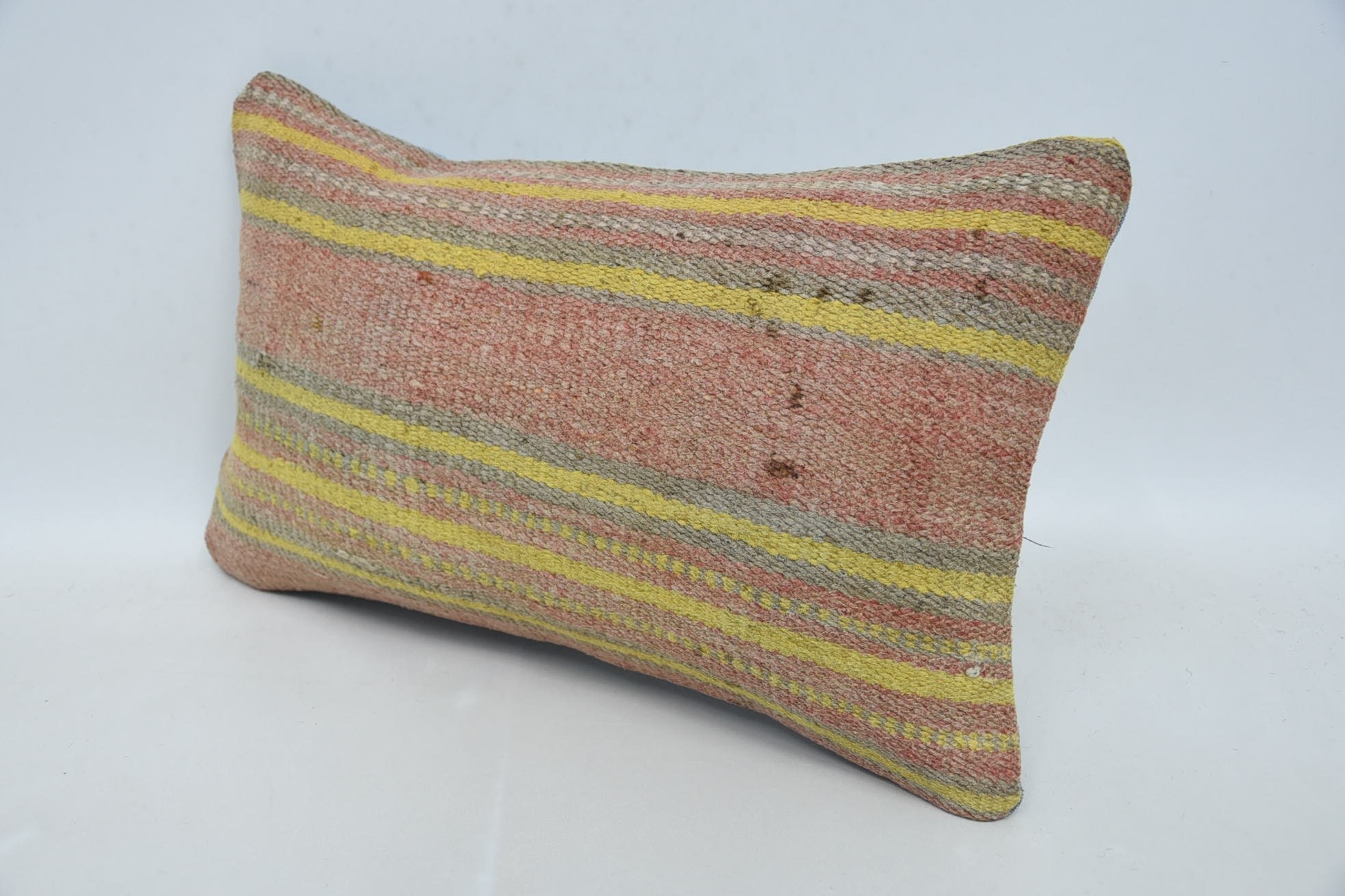 Living Room Throw Cushion, Throw Kilim Pillow, Cotton Pillow, Aztec Cushion, Vintage Pillow, 12"x20" Pink Pillow Cover, Kilim Pillow Cover