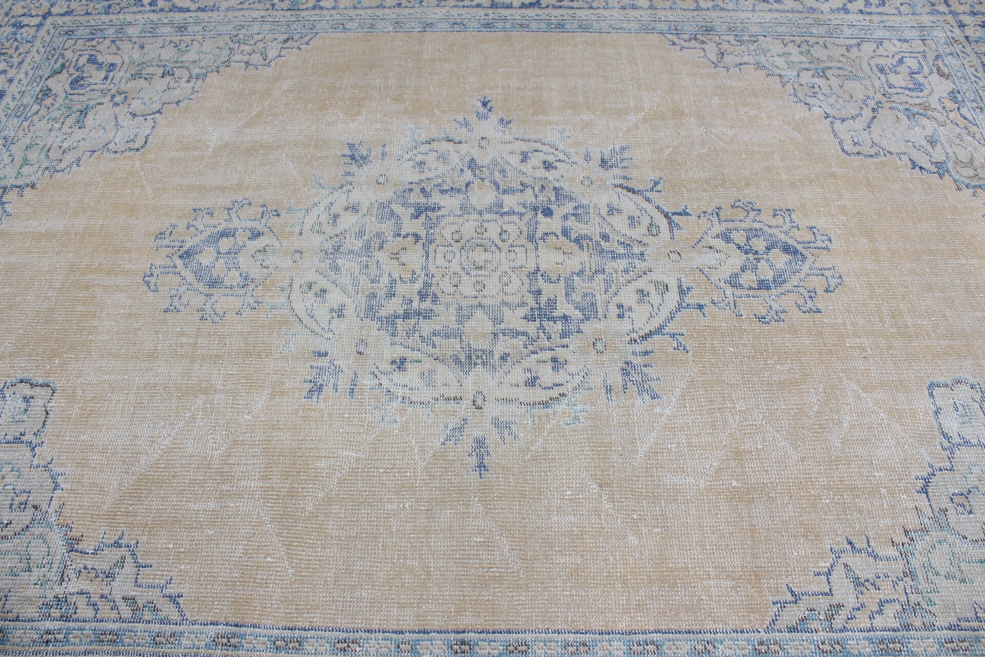 Salon Halısı, Anadolu Halısı, Yemek Odası Halıları, Soluk Halı, Türk Halısı, Vintage Halılar, 7.4x9.8 ft Büyük Boy Halılar, Sarı Yün Halı, Ev Dekorasyonu Halısı