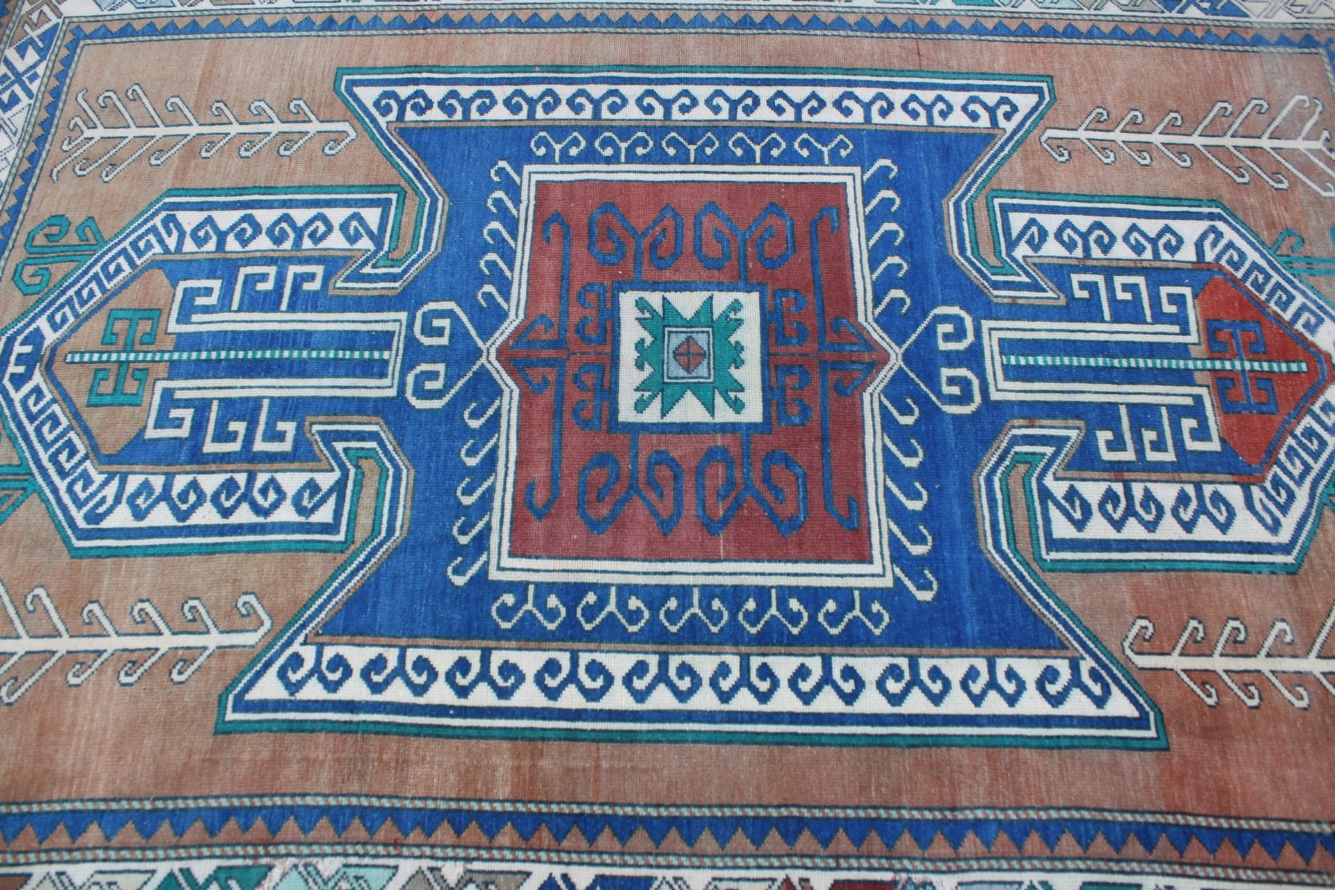 Vintage Rug, Floor Rug, Vintage Decor Rugs, Turkish Rug, Kitchen Rug, Dining Room Rugs, Blue Floor Rugs, 5x6.9 ft Area Rugs