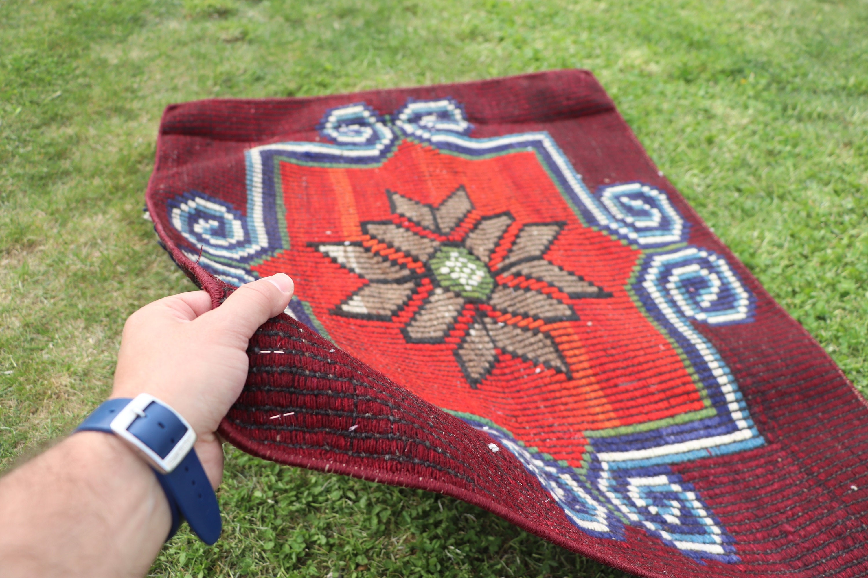 Vintage Rugs, Kitchen Rug, Turkish Rugs, Kilim, Floor Rug, Tribal Rugs, Red Cool Rug, Oriental Rug, 2.3x3 ft Small Rug, Wall Hanging Rugs