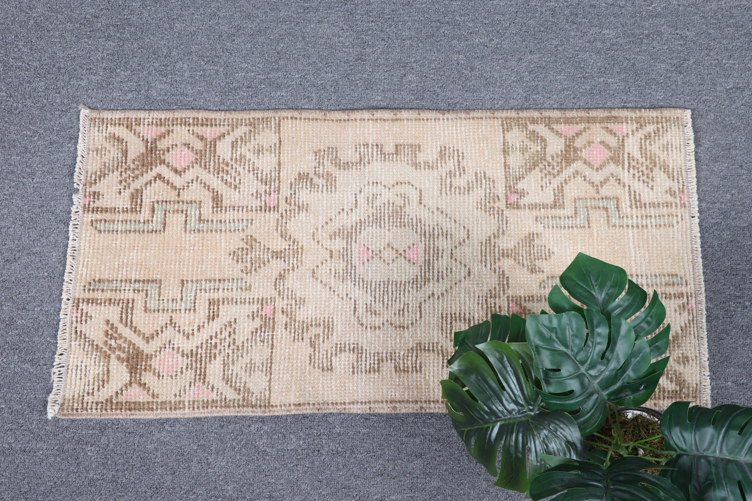 Rugs for Bedroom, Beige Anatolian Rug, Nursery Rugs, Floor Rug, 1.3x2.5 ft Small Rug, Turkish Rug, Art Rugs, Bedroom Rug, Vintage Rug