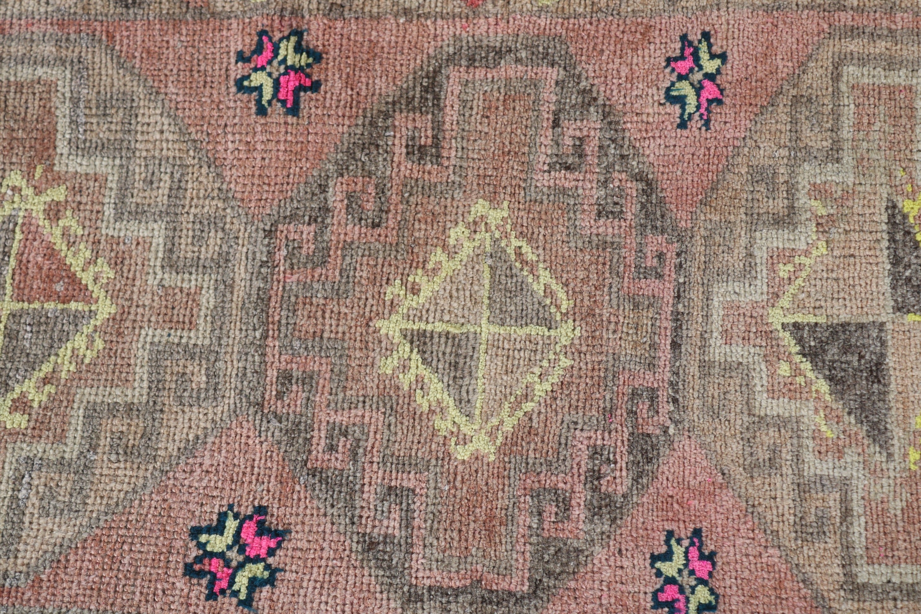 Yatak Odası Halısı, Vintage Halılar, Araba Paspas Halısı, Türk Halıları, Pembe 1.6x3.2 ft Küçük Halı, Yün Banyo Paspas Halısı, Banyo Halısı