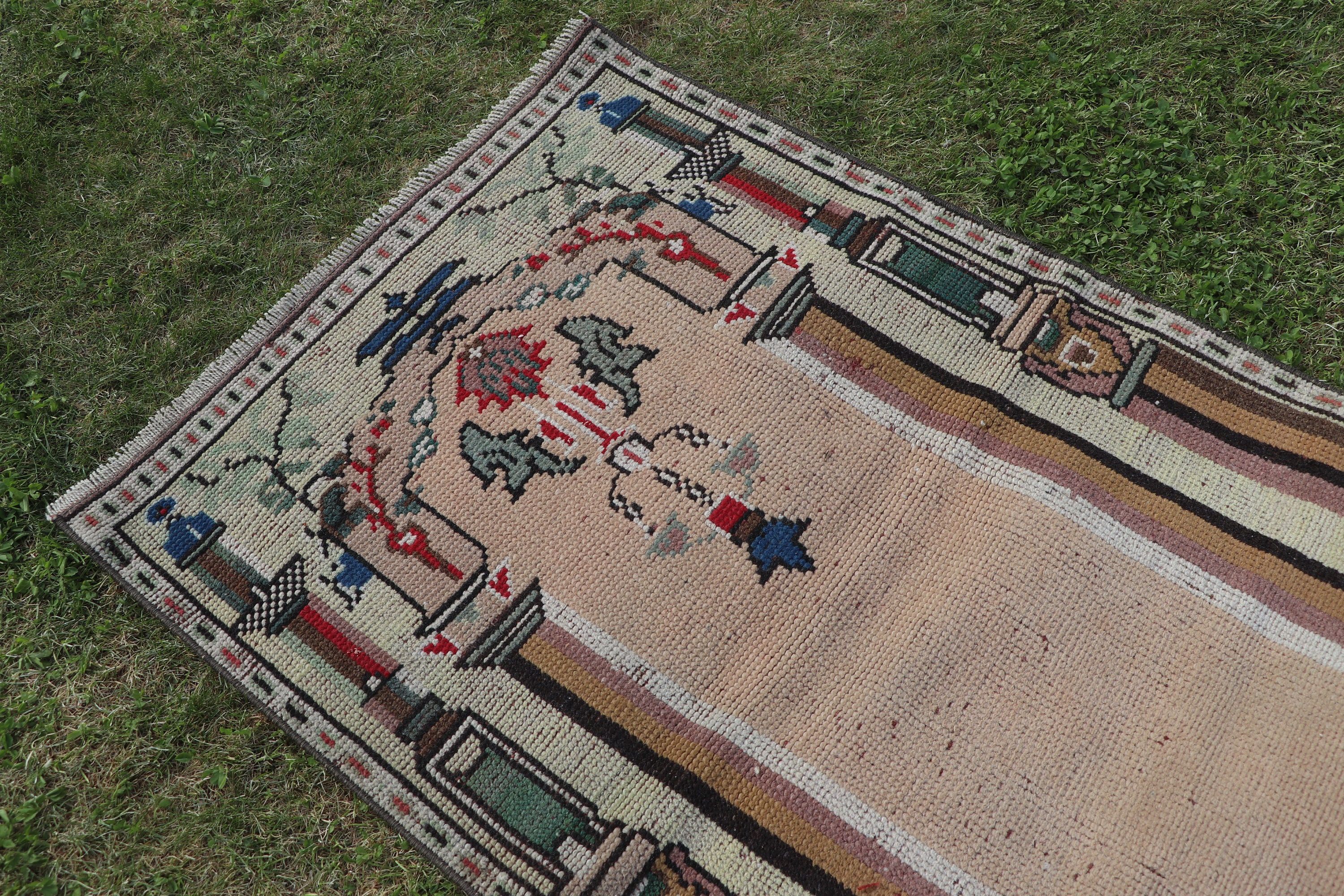 Small Vintage Rugs, Vintage Rug, Turkish Rug, Wool Rugs, Aesthetic Rug, 2.4x3.7 ft Small Rug, Kitchen Rug, Beige Statement Rug, Cool Rug