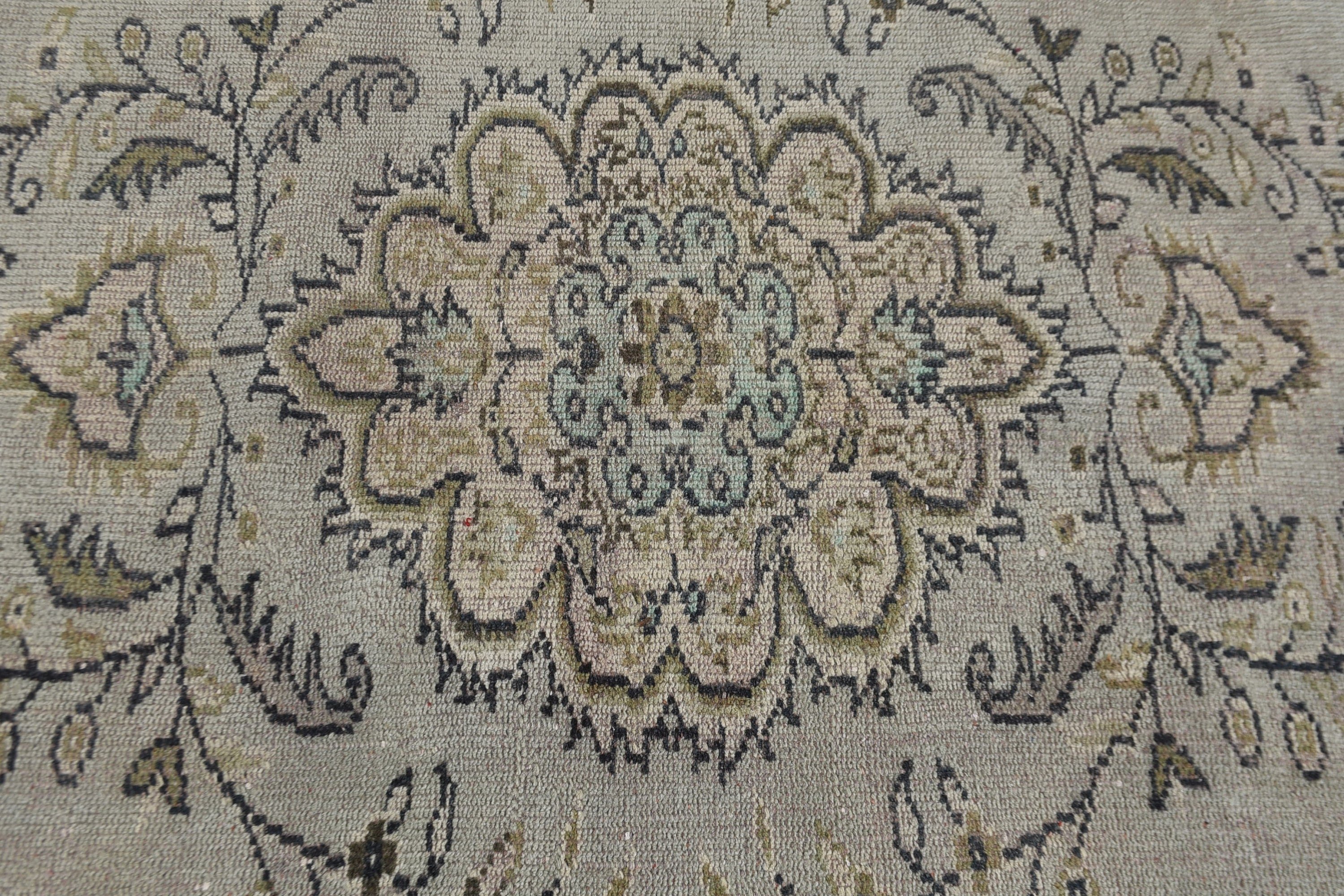 Antika Halı, Oturma Odası Halısı, 5.4x8.7 ft Büyük Halı, Yeşil Antika Halı, Oushak Halı, Vintage Halılar, Yemek Odası Halısı, Türk Halısı, Aztek Halısı