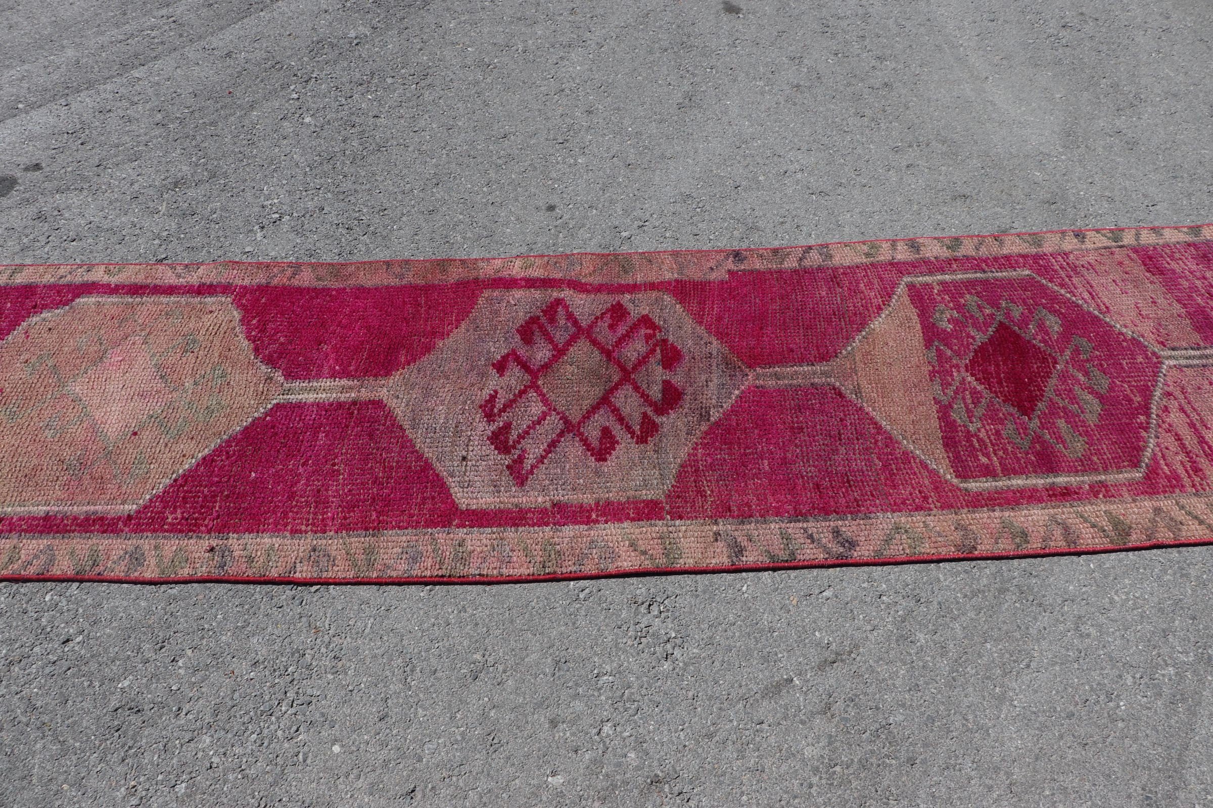 Hallway Rugs, Art Rug, Home Decor Rugs, 2.6x10.2 ft Runner Rug, Pink Oriental Rug, Vintage Rug, Kitchen Rug, Turkish Rugs