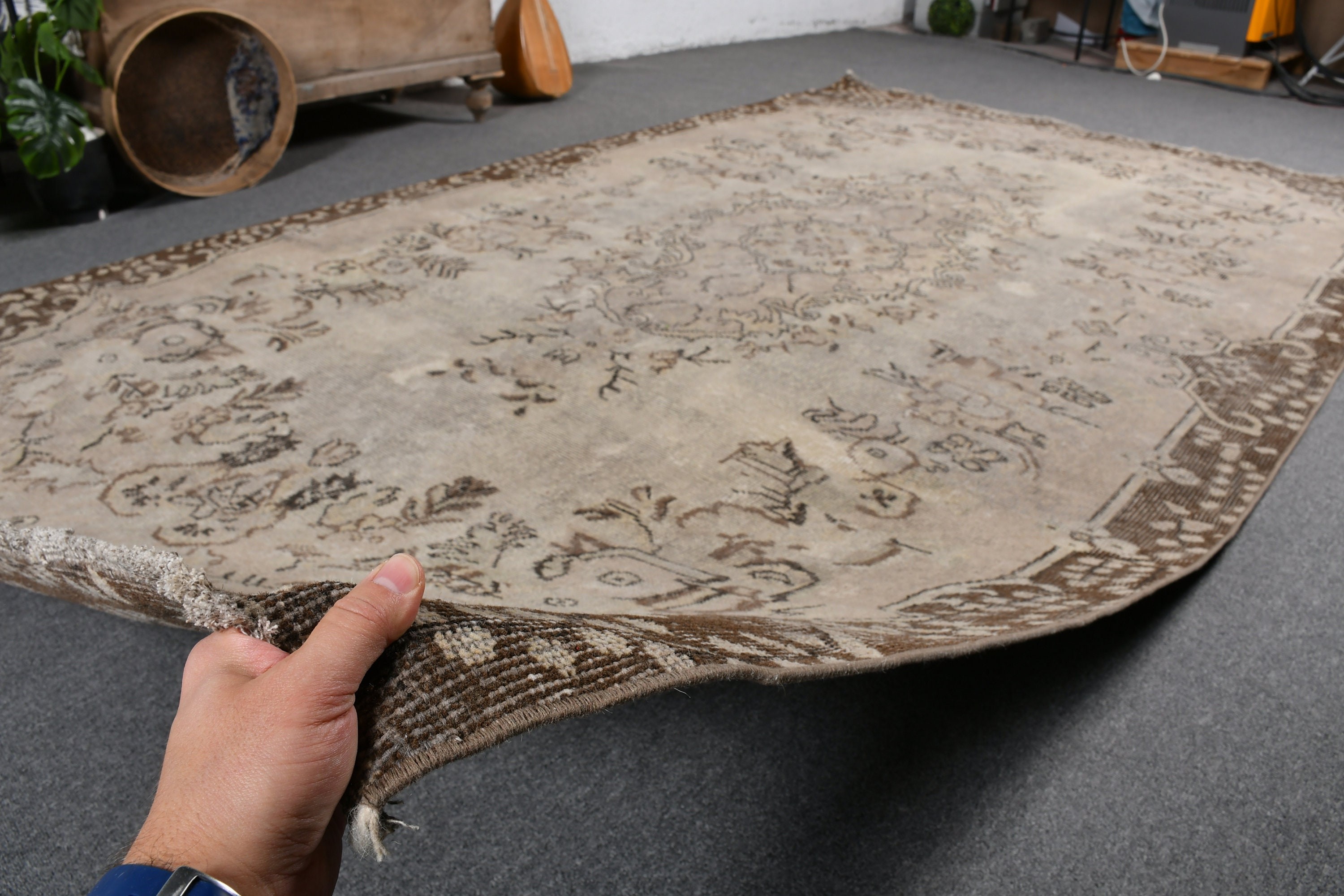 Oturma Odası Halısı, Vintage Halı, 5.8x9.8 ft Büyük Halı, Yatak Odası Halıları, Yemek Odası Halıları, Oryantal Halılar, Bej Fas Halısı, Türk Halısı