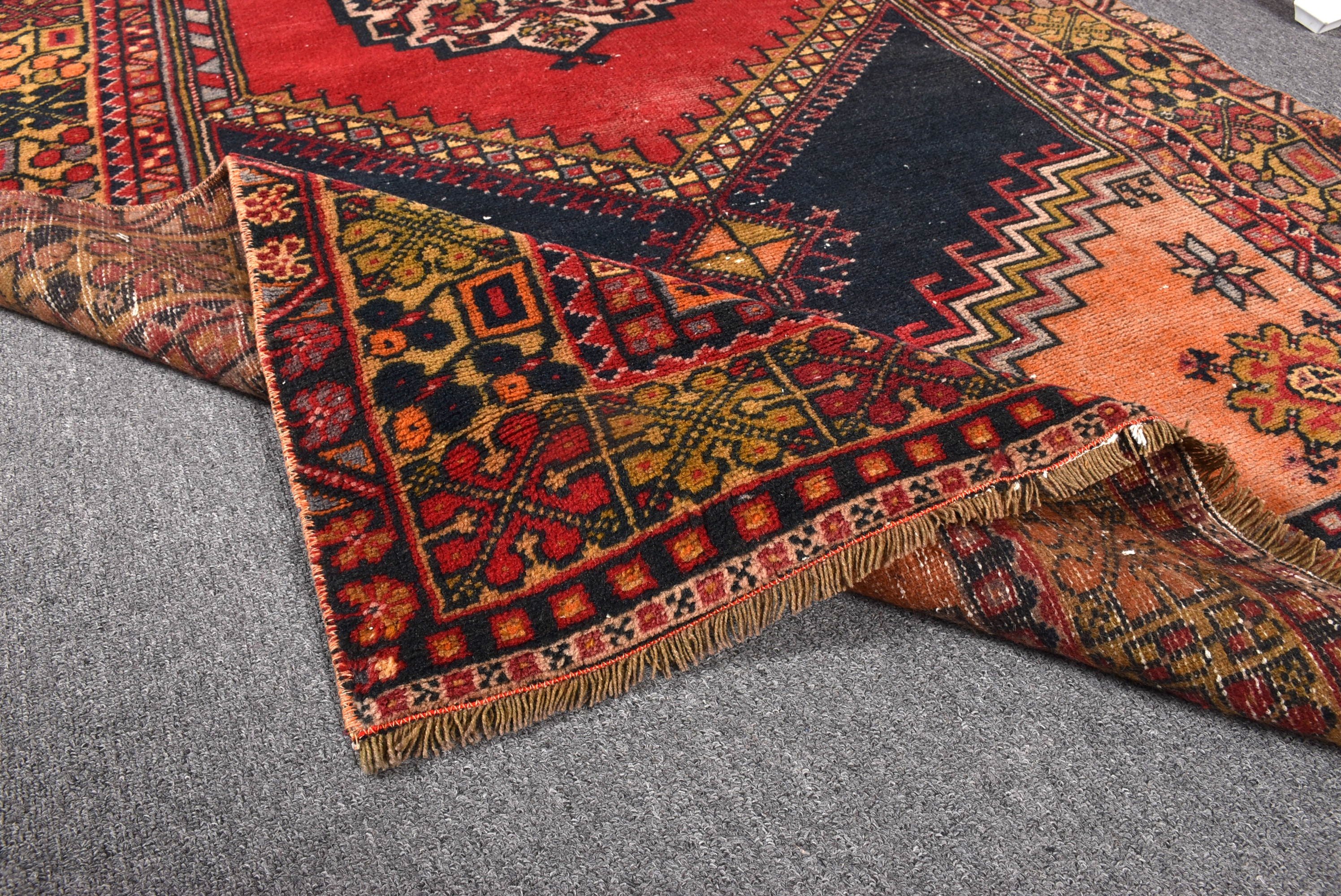 Handmade Rug, Handwoven Rug, Oriental Rug, Red Moroccan Rugs, Boho Area Rug, 3.9x7.2 ft Area Rugs, Vintage Rugs, Turkish Rug, Indoor Rug