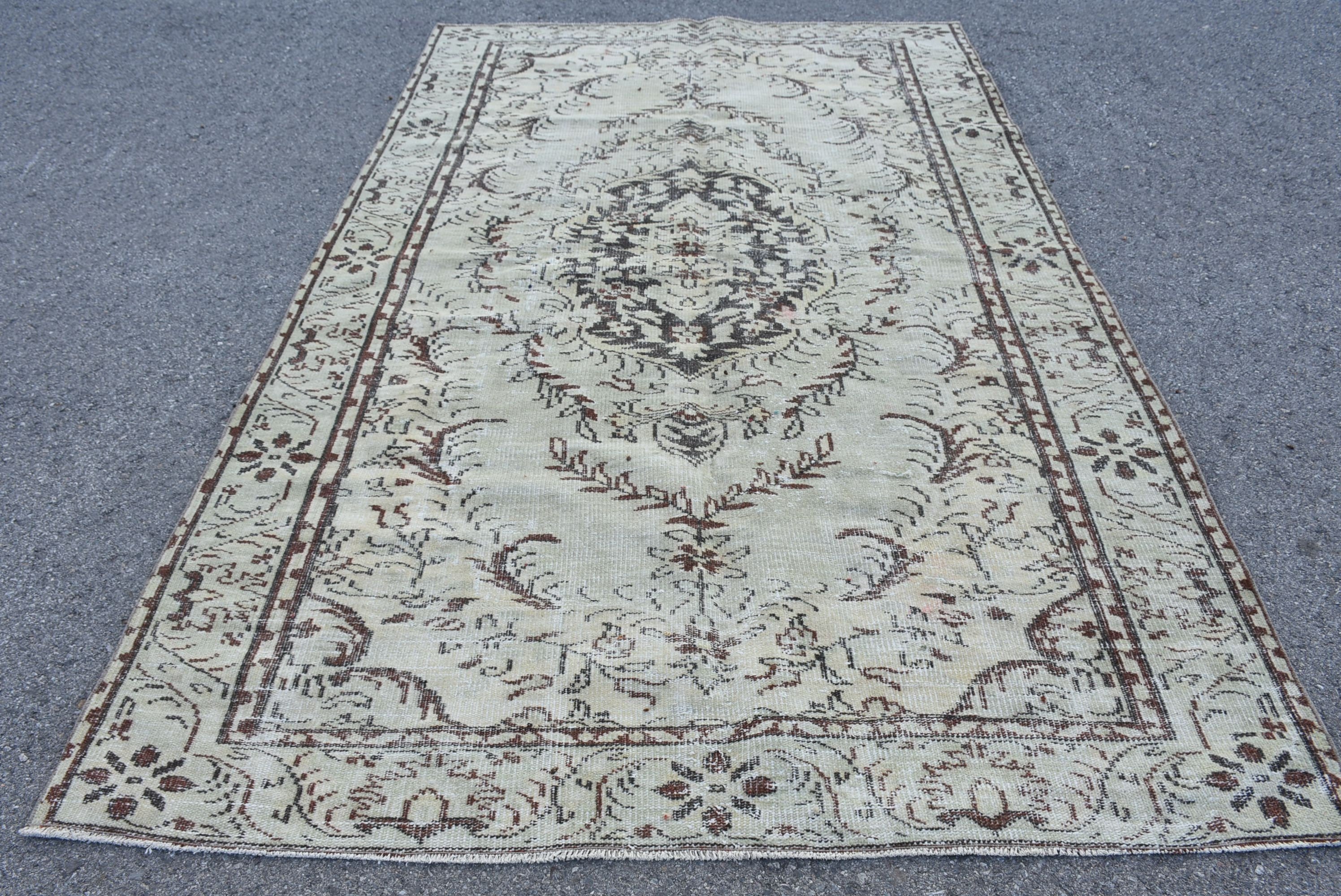 5.8x9.7 ft Büyük Halılar, Oturma Odası Halısı, Etnik Halı, Oushak Halıları, Vintage Halılar, Yemek Odası Halısı, Kahverengi Yün Halılar, Türk Halısı, Antika Halı