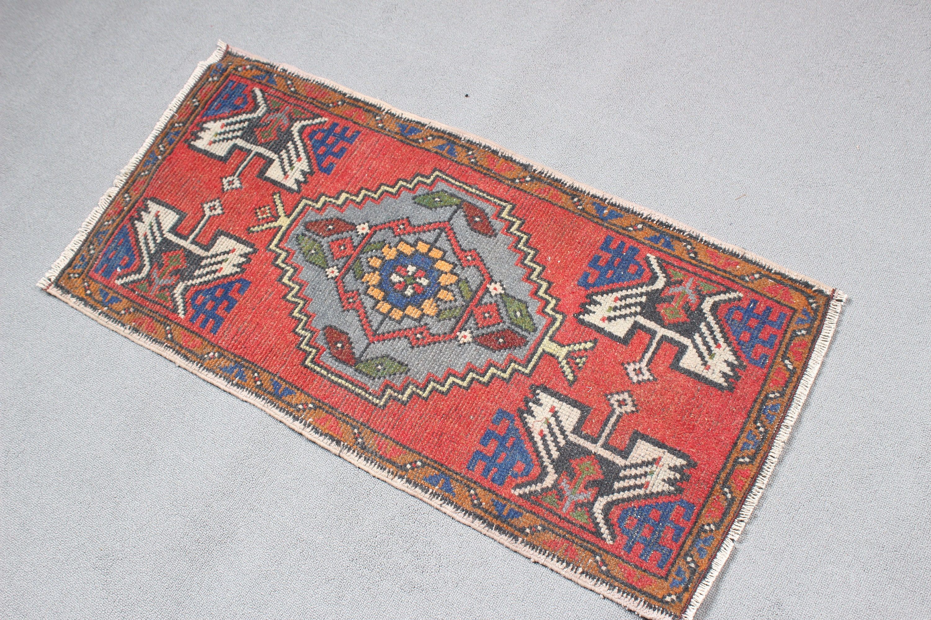 Vintage Rugs, Kitchen Rugs, Small Area Rug, Bedroom Rugs, Red Oushak Rugs, Turkish Rugs, Car Mat Rug, Artistic Rug, 1.6x3.2 ft Small Rugs