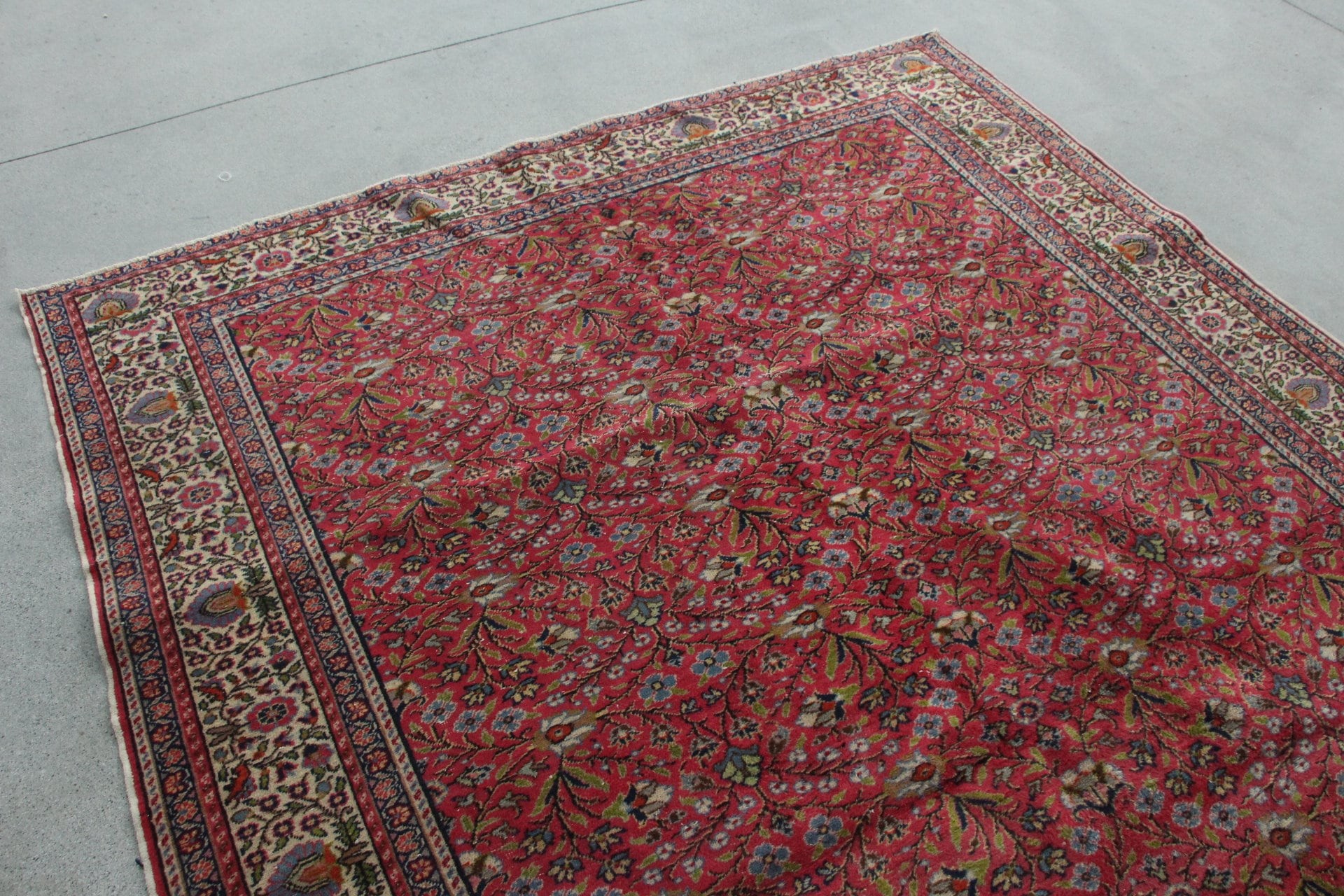 Dekoratif Halı, Kırmızı Oushak Halılar, 6.3x9.4 ft Büyük Halı, Oturma Odası Halıları, Türk Halısı, Vintage Halı, Yatak Odası Halısı, Salon Halısı, Mutfak Halıları