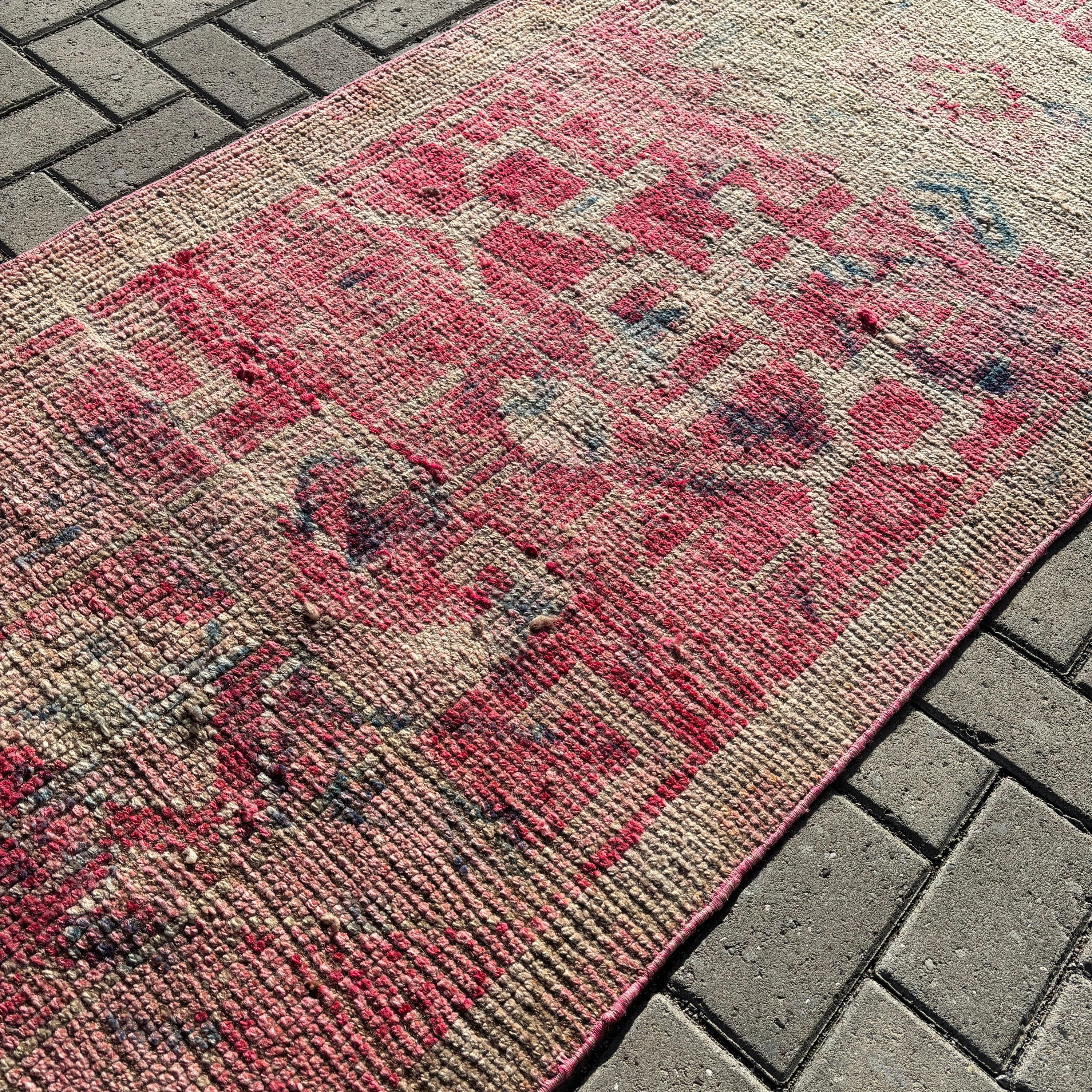 Kitchen Rug, Vintage Rug, Beni Ourain Runner Rugs, Pink Handwoven Rug, Boho Rug, Neutral Rugs, 3.1x9.9 ft Runner Rug, Turkish Rugs