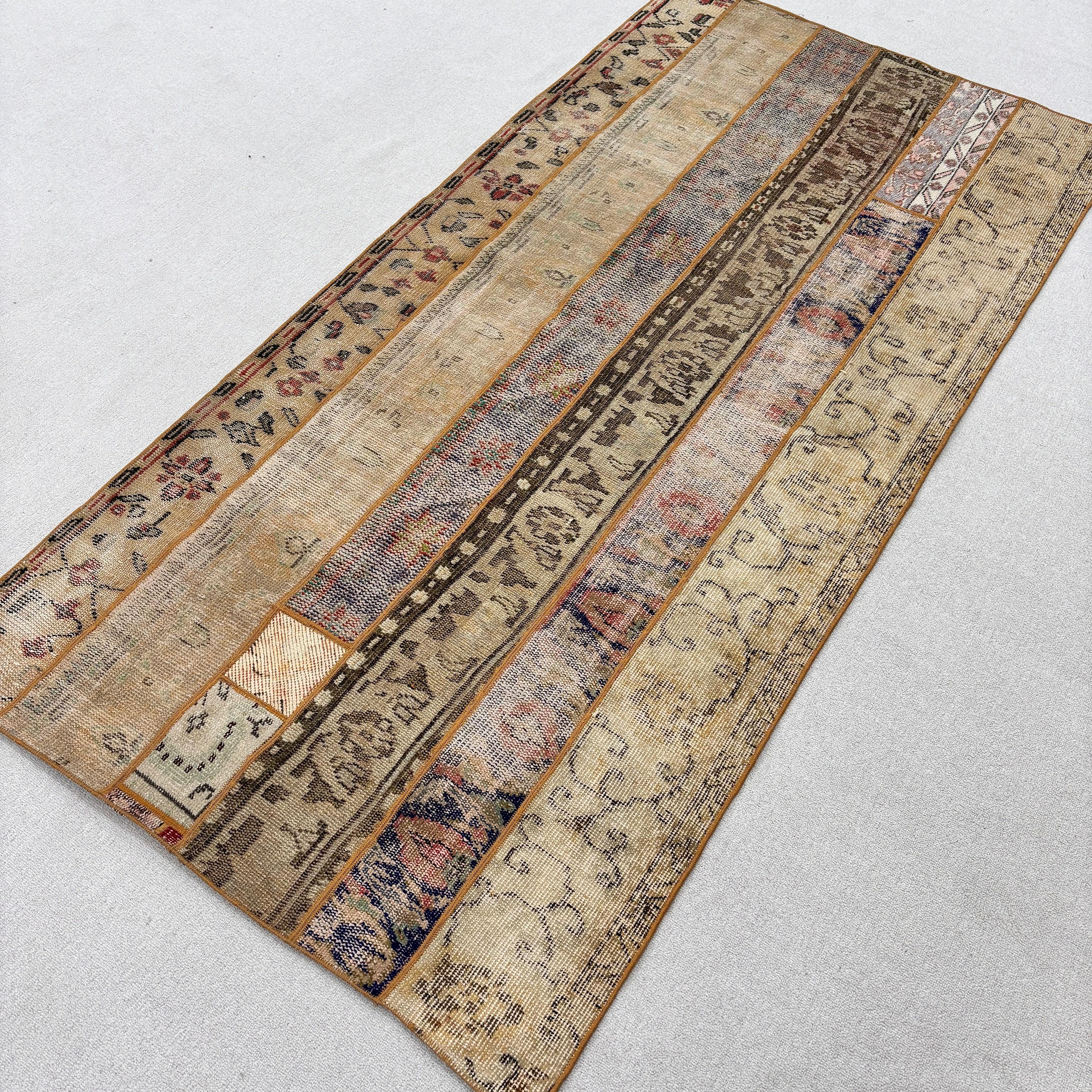 Turkish Rugs, Vintage Rug, Antique Rug, Modern Rug, Living Room Rug, Beige Luxury Rugs, 3.7x7.7 ft Area Rug, Kitchen Rug, Oushak Area Rugs