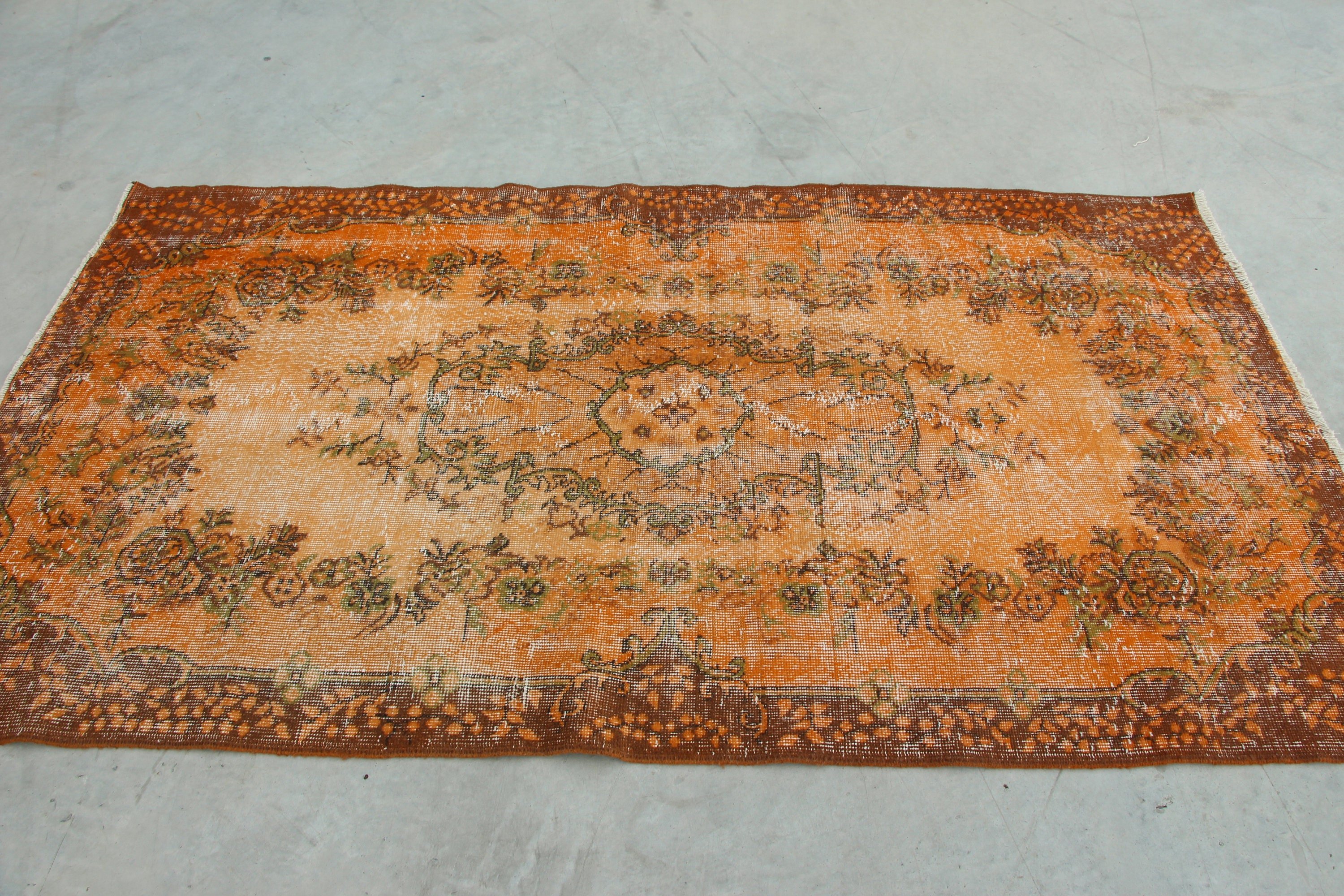 Abstract Rugs, 4x7 ft Area Rugs, Living Room Rug, Nursery Rug, Turkish Rugs, Vintage Rug, Moroccan Rug, Orange Kitchen Rugs