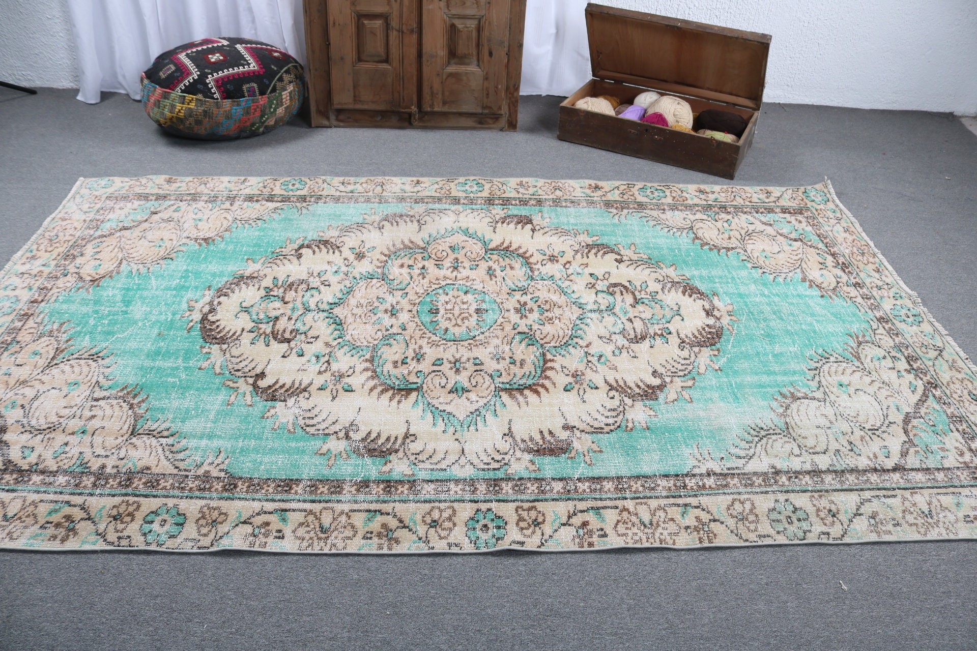 Türk Halısı, Oturma Odası Halıları, Vintage Halı, Havalı Halılar, Oushak Halıları, Büyük Boho Halısı, Bej Nötr Halısı, Tribal Halıları, 5,5x9,2 ft Büyük Halılar