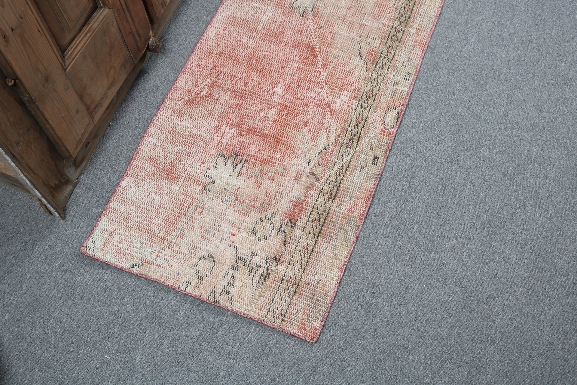 Wall Hanging Rug, Small Vintage Rug, Oriental Rug, 1.6x3.3 ft Small Rugs, Red Moroccan Rugs, Turkish Rugs, Vintage Rug