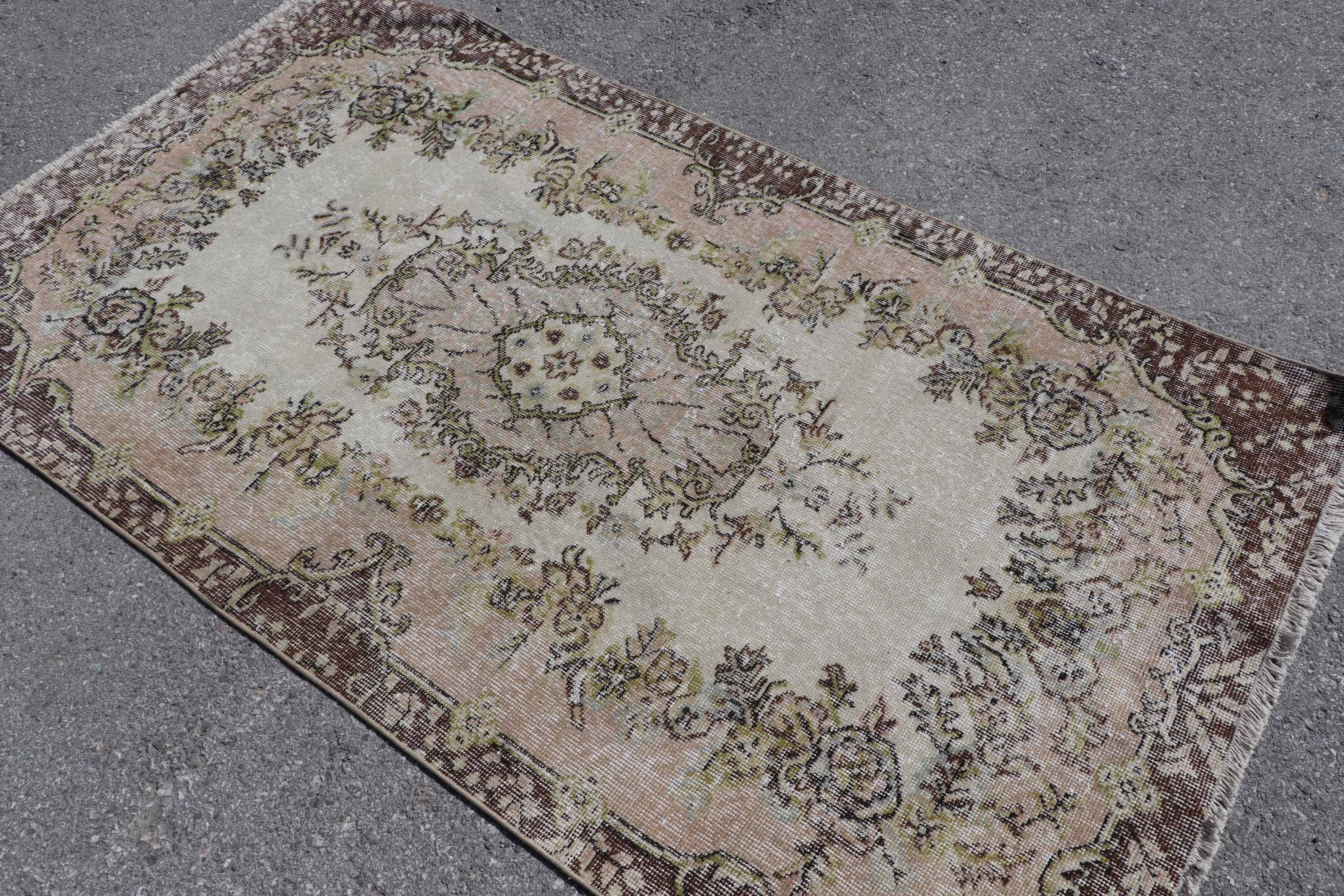 Cute Rug, Brown Kitchen Rugs, 3.8x6.7 ft Area Rugs, Living Room Rug, Kitchen Rugs, Vintage Rug, Turkish Rug, Dining Room Rug