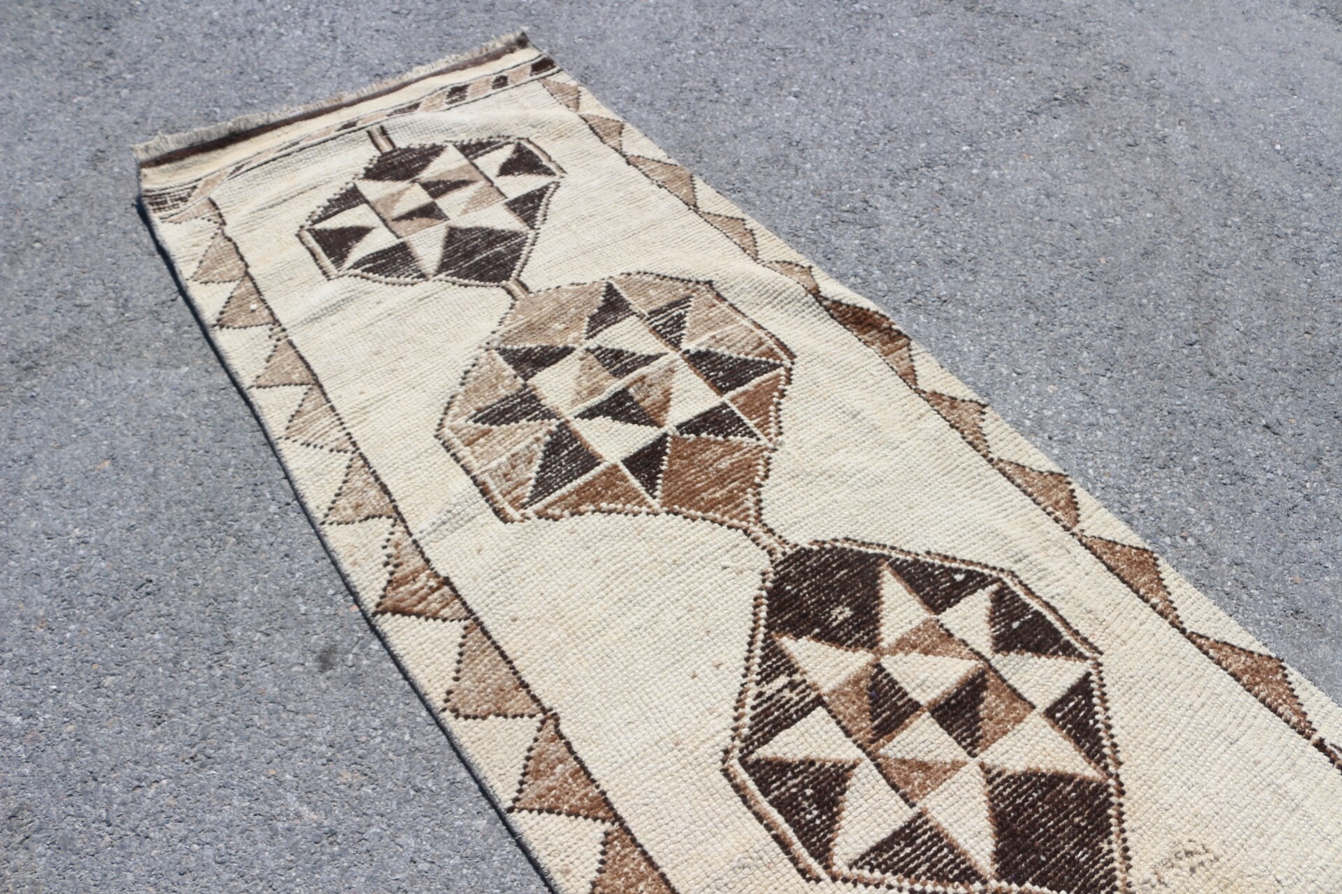 Organik Halılar, Vintage Halı, Koridor Halısı, Türk Halısı, Koridor Halıları, Antika Halı, 3.1x11.7 ft Runner Halıları, Kahverengi Soğuk Halı