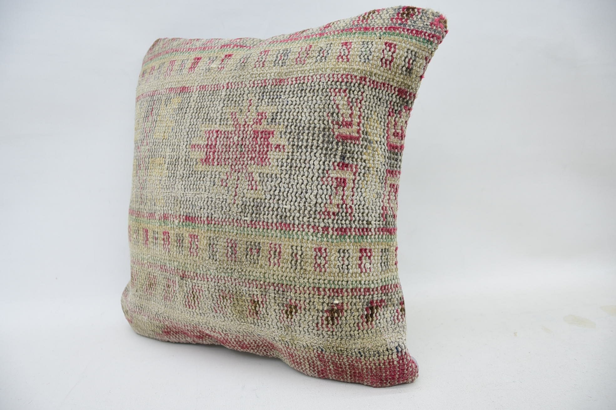 14"x14" Beige Pillow Case, Vintage Kilim Throw Pillow, Throw Kilim Pillow, Interior Designer Pillow, Decorative Bolster Pillow Case