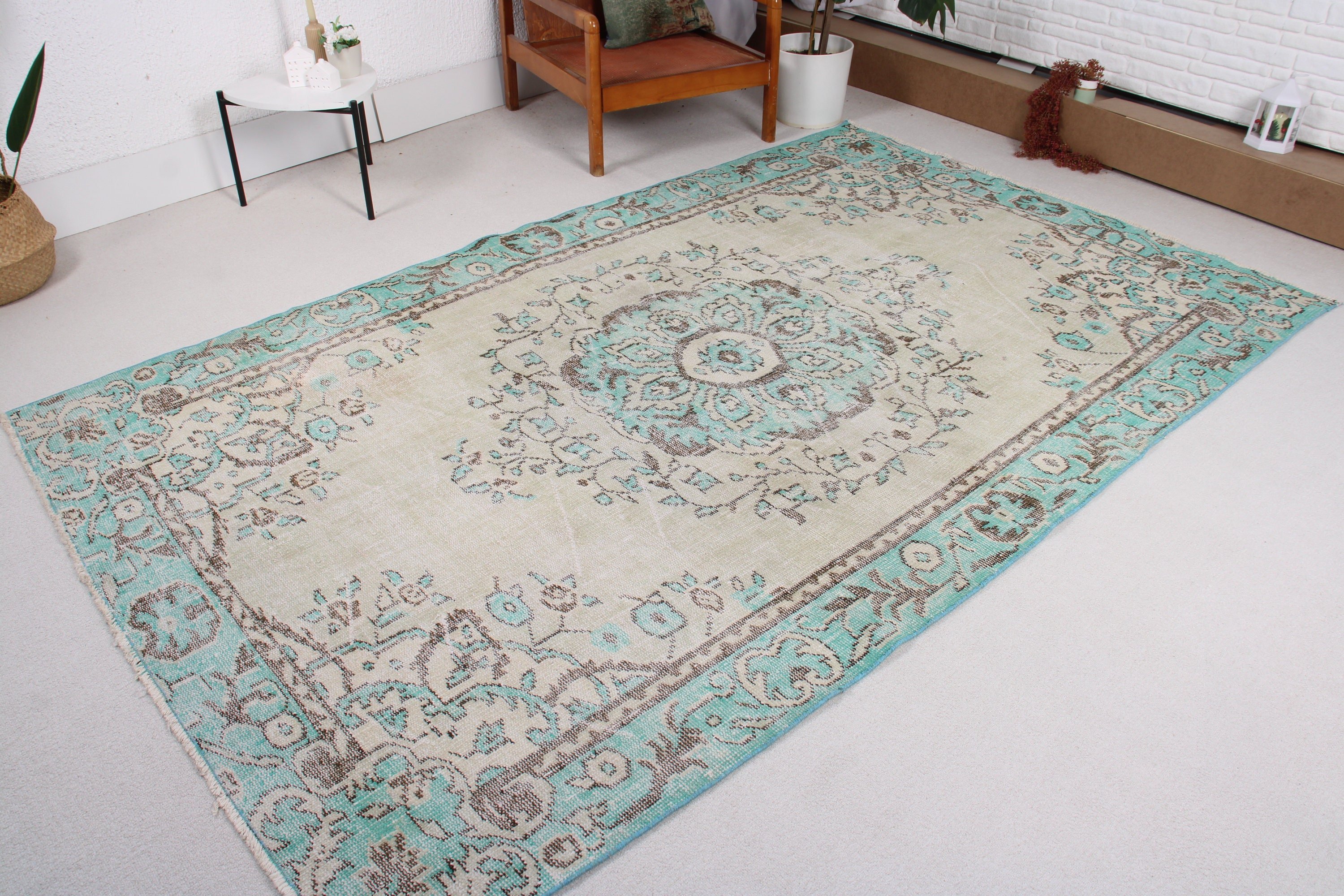 Green Luxury Rugs, Turkish Rug, 5.7x9.1 ft Large Rugs, Tribal Rugs, Vintage Rugs, Wool Rug, Large Boho Rugs, Dining Room Rug, Floor Rug