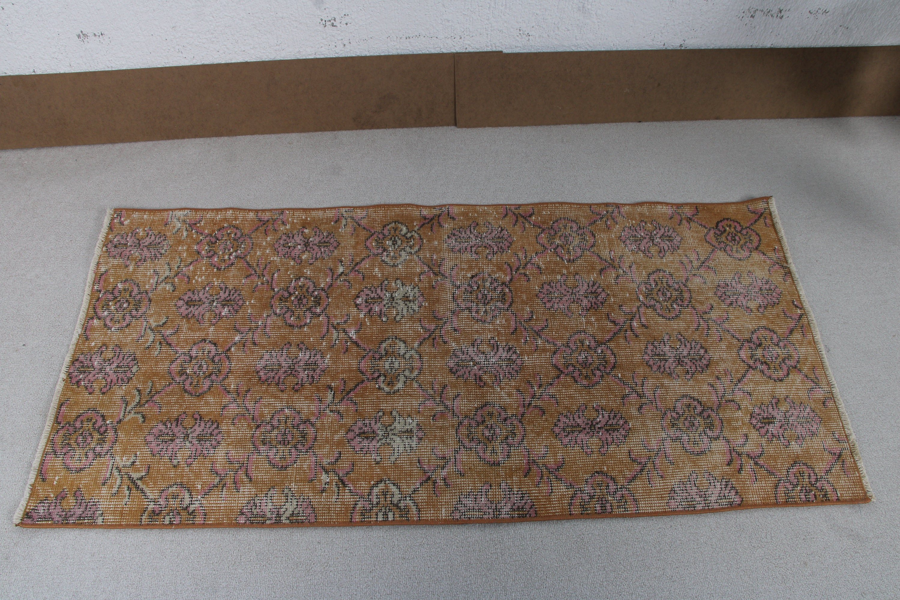 Mutfak Halısı, Vintage Halı, Organik Halılar, Yatak Odası Halısı, Turuncu Ev Dekorasyonu Halısı, Duvara Asılı Halı, Türk Halıları, 2.3x4.7 ft Küçük Halı, Harika Halılar