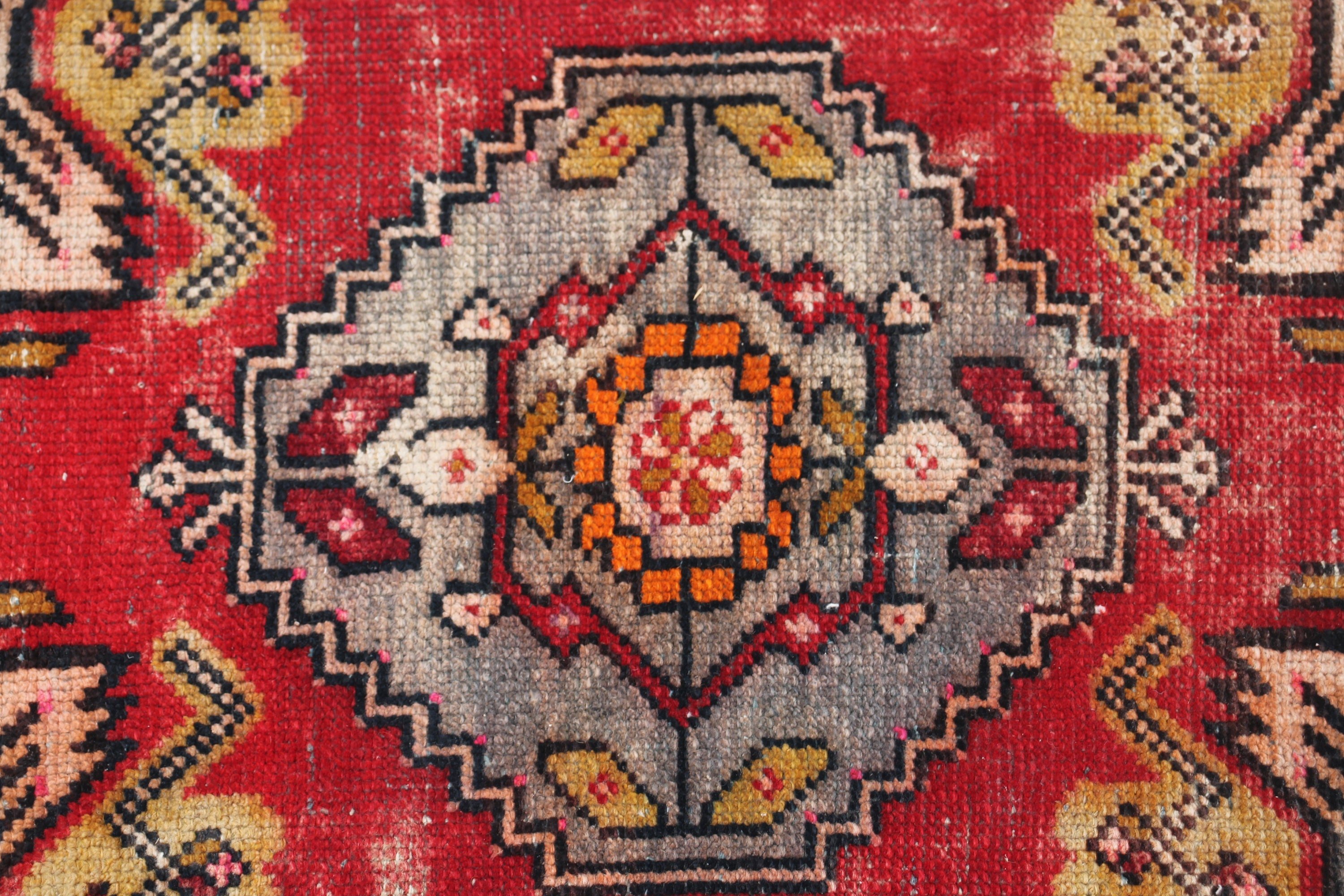 Oryantal Halı, Giriş Halıları, 1.4x3 ft Küçük Halı, Vintage Halı, Kapı Paspası Halıları, Kırmızı Geometrik Halı, Düz Dokuma Halı, Banyo Halıları, Türk Halısı