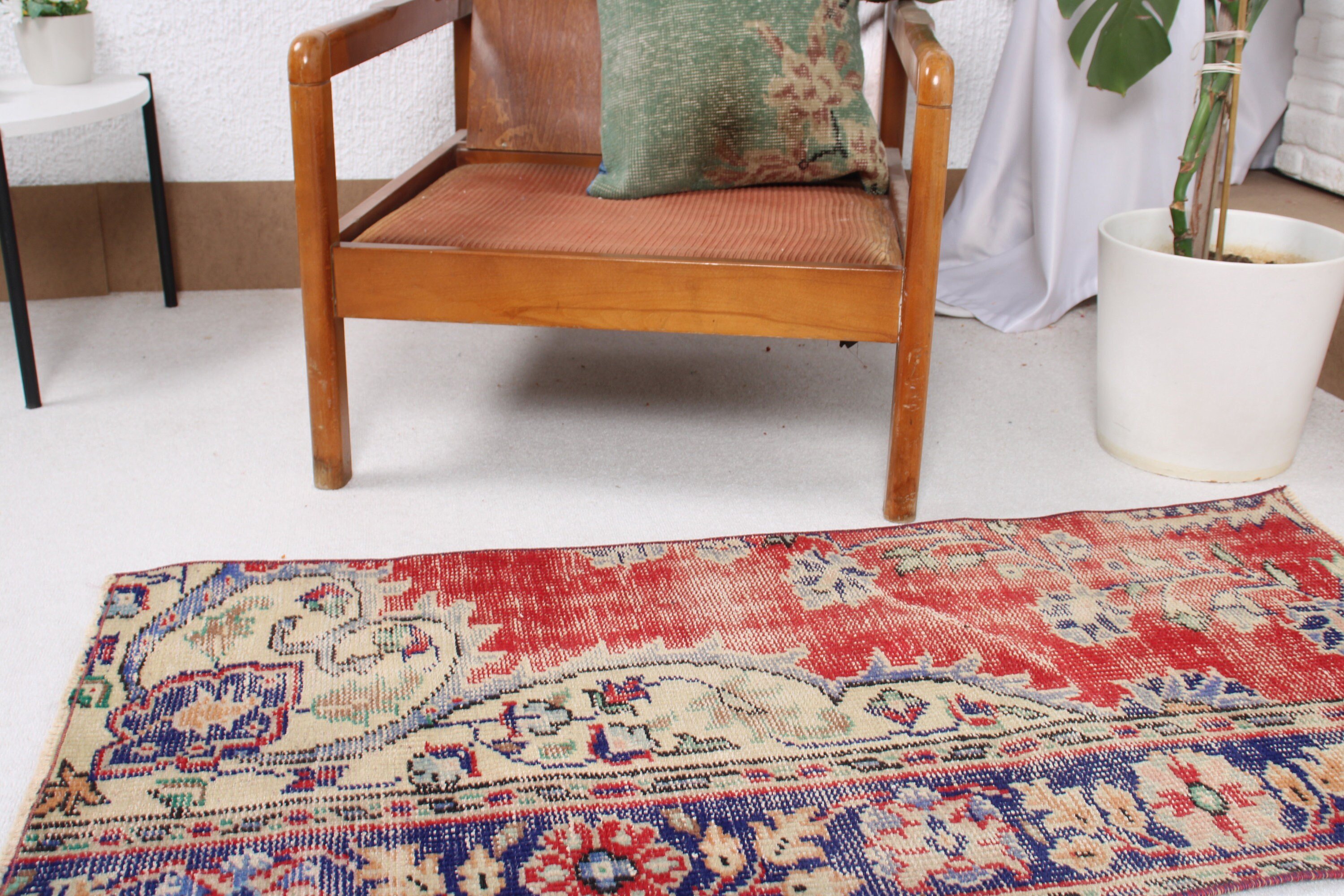 Banyo Halısı, 2.1x4.1 ft Küçük Halılar, Kırmızı Boho Halı, Geometrik Halı, Türk Halıları, Küçük Boho Halı, Vintage Halılar, Organik Halılar