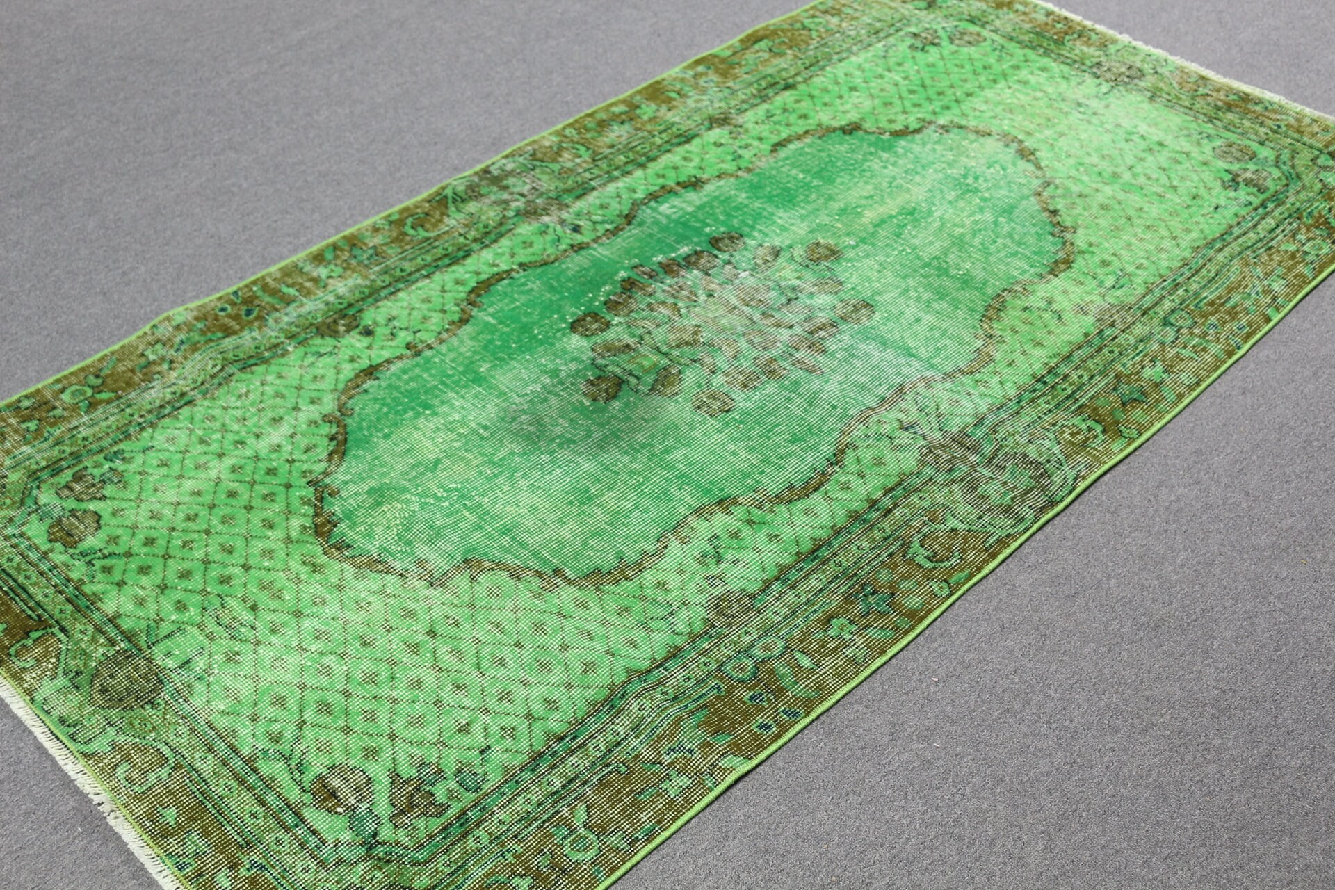 3.5x6.7 ft Accent Rug, Nursery Rug, Moroccan Rug, Kitchen Rug, Wool Rugs, Vintage Rug, Turkish Rugs, Green Antique Rug, Rugs for Kitchen