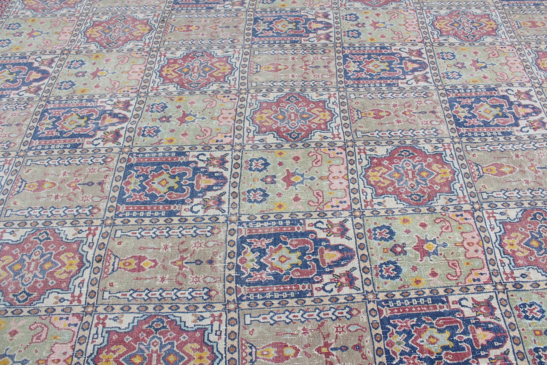 Yün Halılar, Yeşil Soğuk Halı, Ev Dekorasyonu Halısı, Salon Halısı, Türk Halıları, Eklektik Halılar, Yemek Odası Halısı, 8.9x12.4 ft Büyük Boy Halılar, Vintage Halı