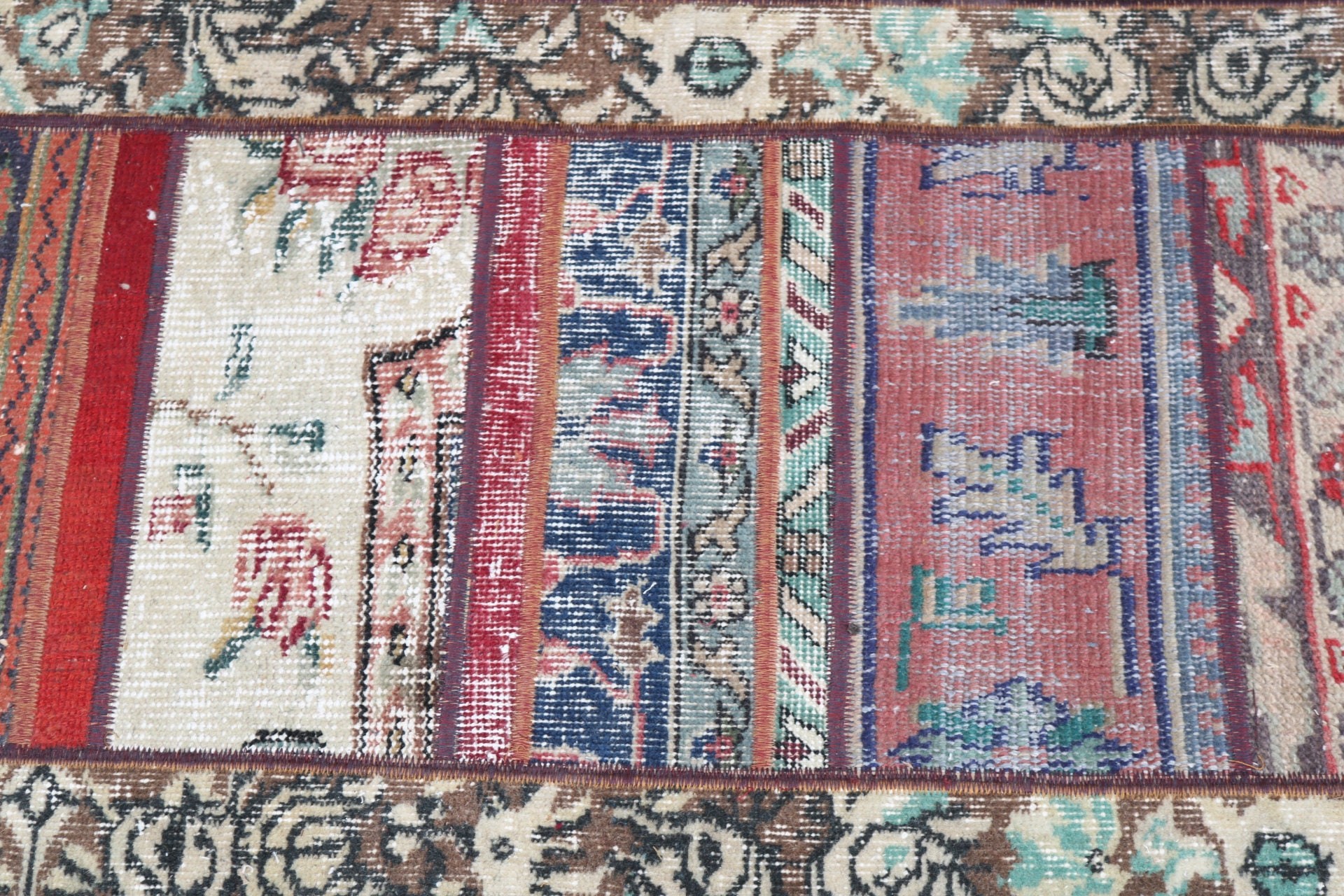 Kahverengi Mutfak Halıları, Fas Halısı, Vintage Halılar, 1.9x3.7 ft Küçük Halı, Duvara Asılı Halı, Geometrik Halı, Küçük Alan Halısı, Türk Halıları