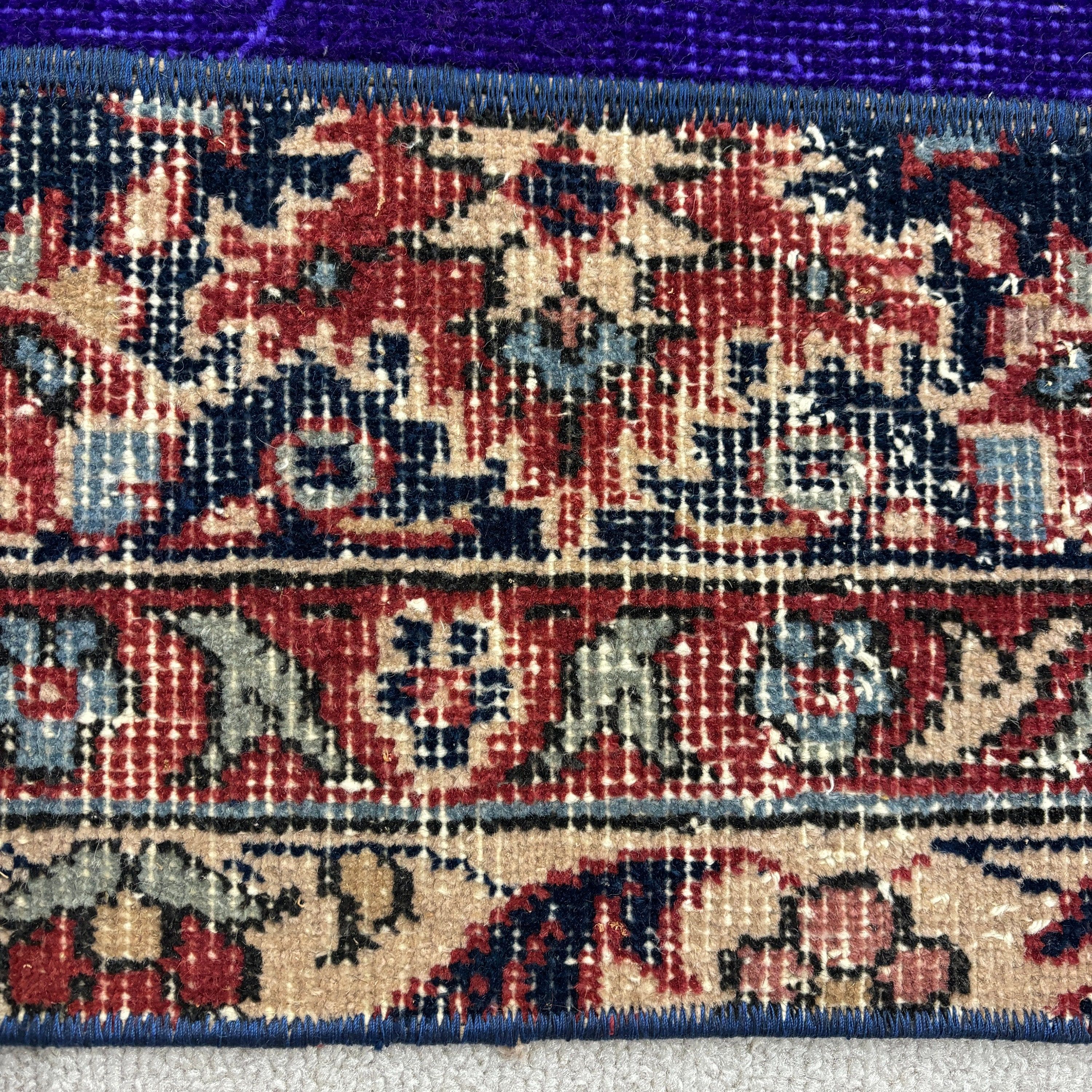 2.4x3.8 ft Küçük Halı, Paspas Halıları, Aztek Halıları, Mor Lüks Halılar, Türk Halısı, Küçük Alan Halıları, Vintage Halı, El Dokuma Halılar, Yer Halısı