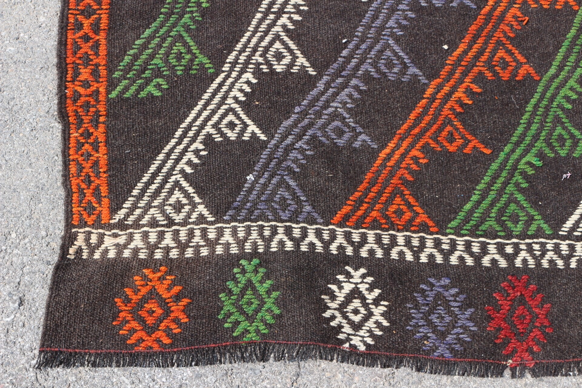 Salon Kilim, Nostaljik Kilim, Salon Kilim, Uşak Kilim, Salon Kilim, Siyah Yatak odası Kilim, 194x343 cm Büyük Kilim, Oturma odası Kilim