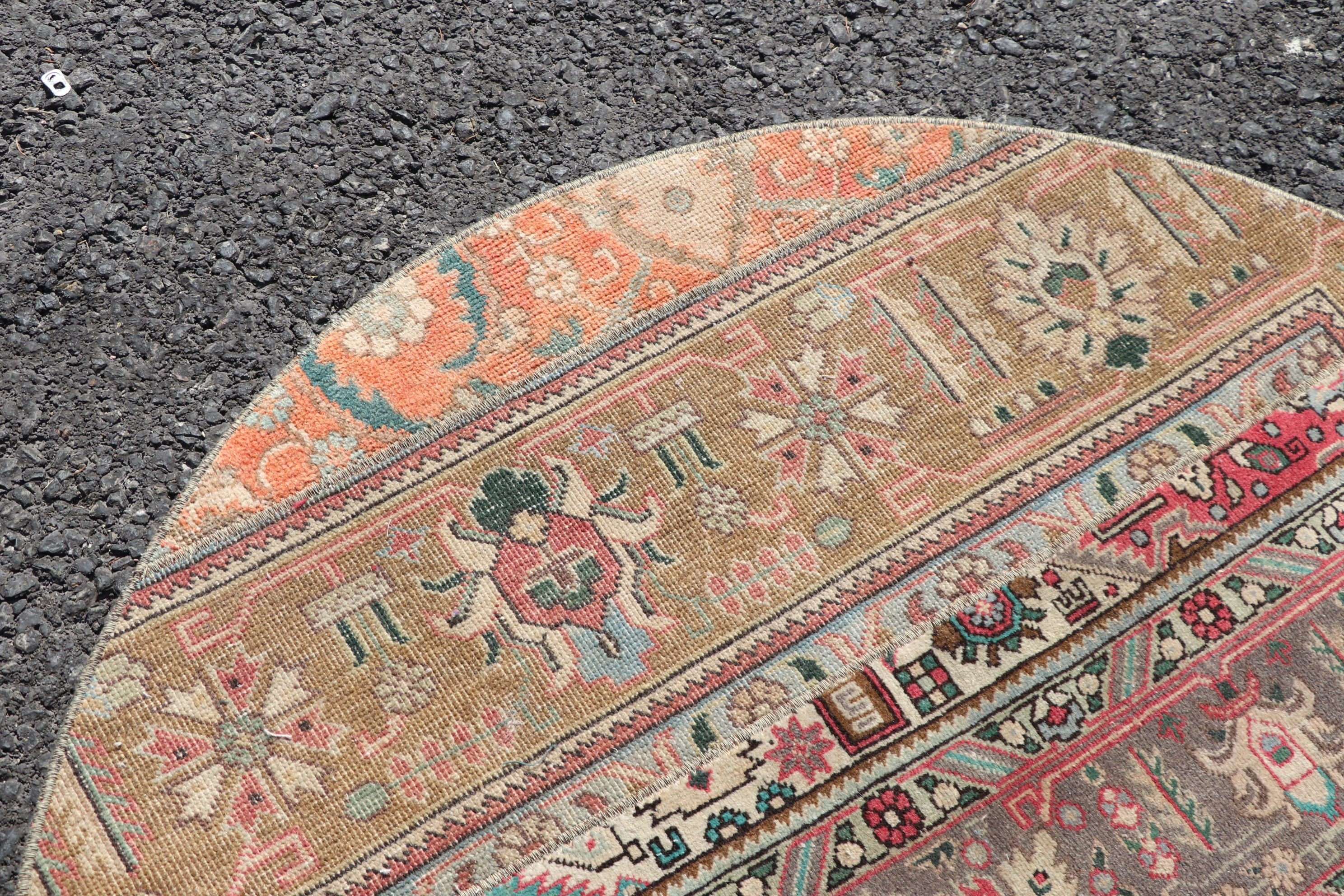 Yün Halı, 4.2x4.2 ft Accent Halı, Bej Yün Halı, Türkiye Halısı, Vintage Halı, Giriş Halıları, Çocuk Halısı, Türk Halısı, Giriş Halısı