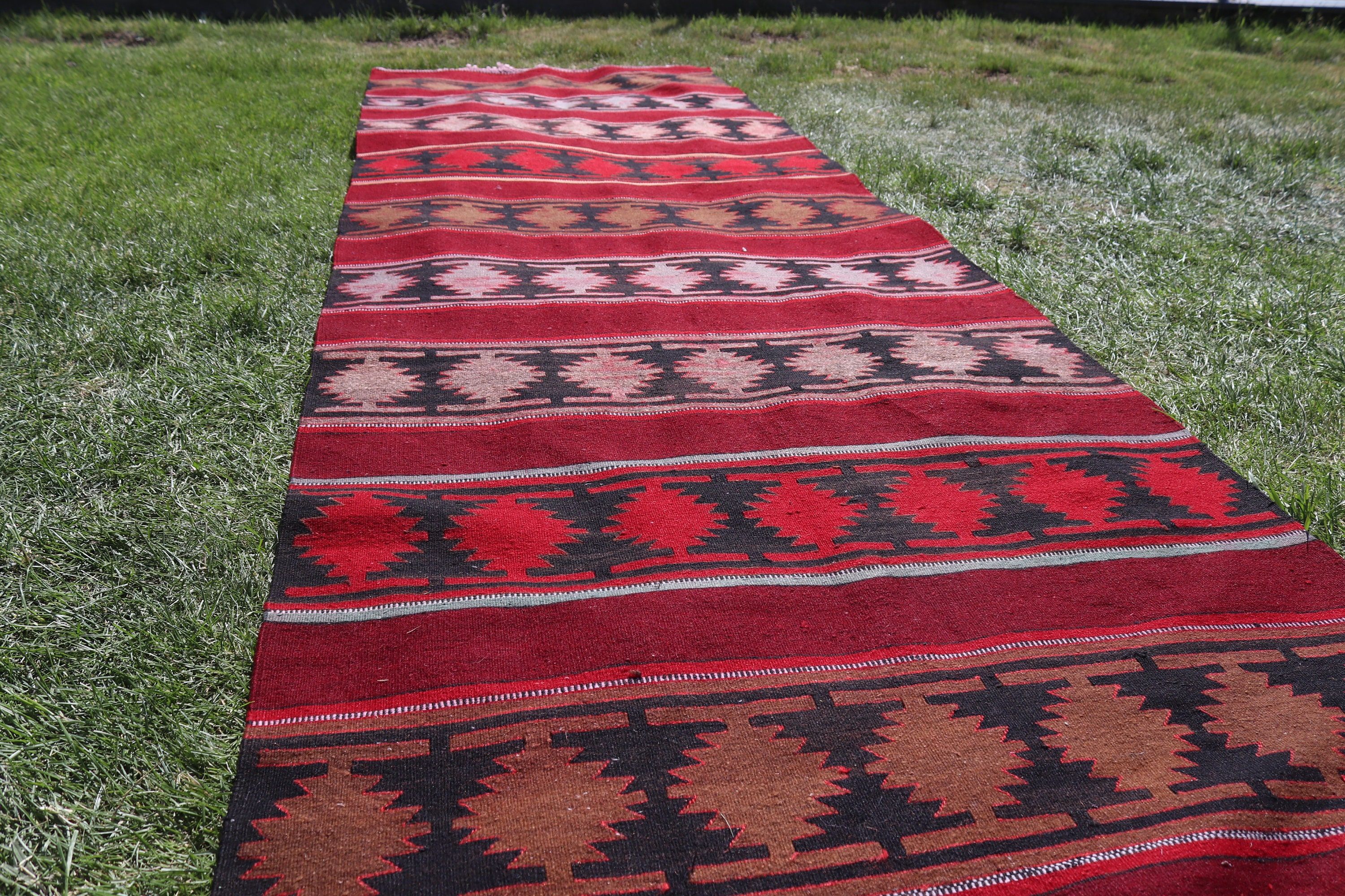 Kilim, Vintage Halılar, Runner Halıları, 3.1x11.1 ft Runner Halıları, Türk Halısı, Lüks Halı, Kırmızı Ev Dekor Halıları, Koridor Halıları, Açıklama Halıları