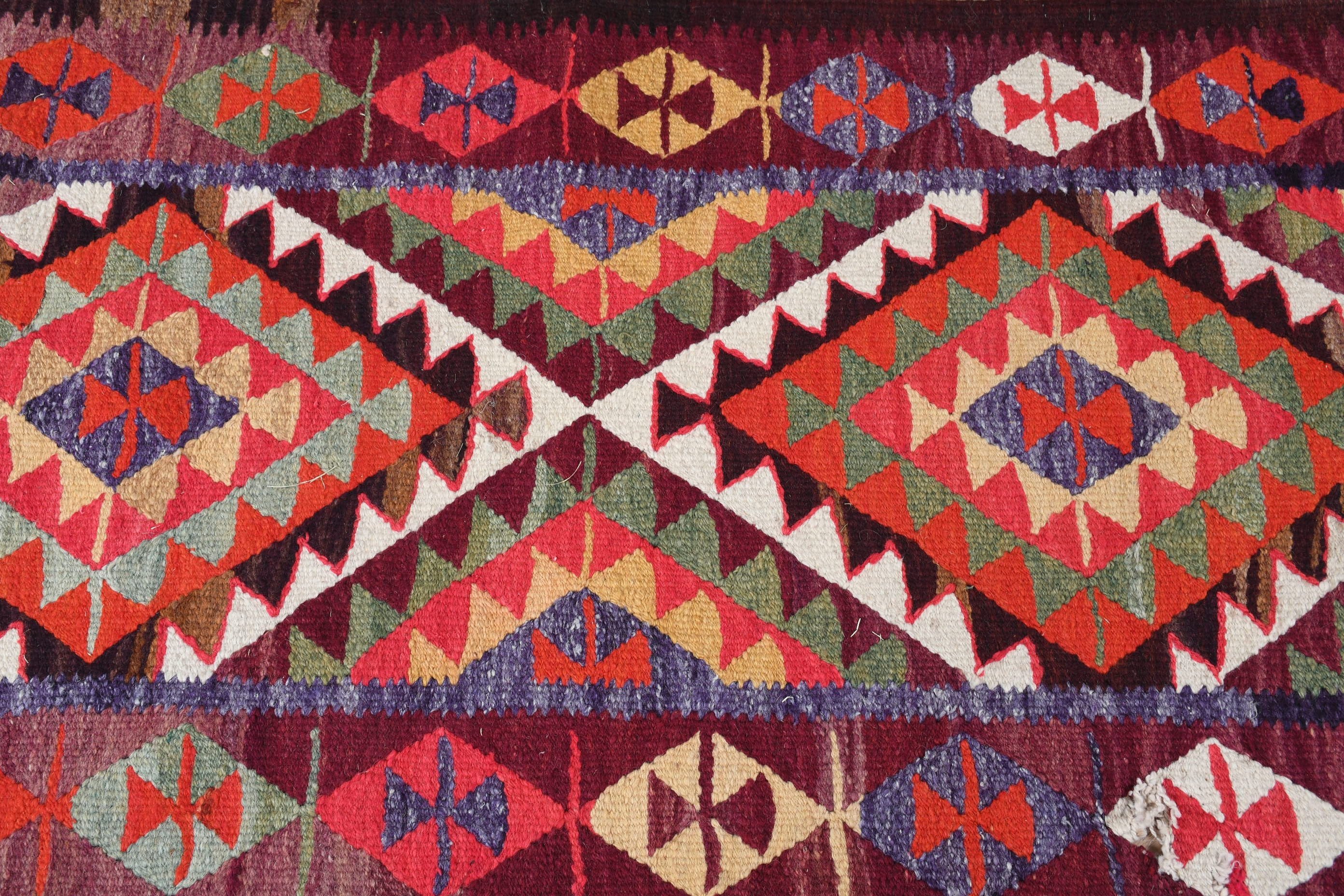 Türk Halısı, Mutfak Halısı, Eski Halı, Antika Halılar, 2,9x9,5 ft Yolluk Halısı, Kilim, Kırmızı Yün Halı, Vintage Halı, Mutfak Halıları, Anadolu Halıları