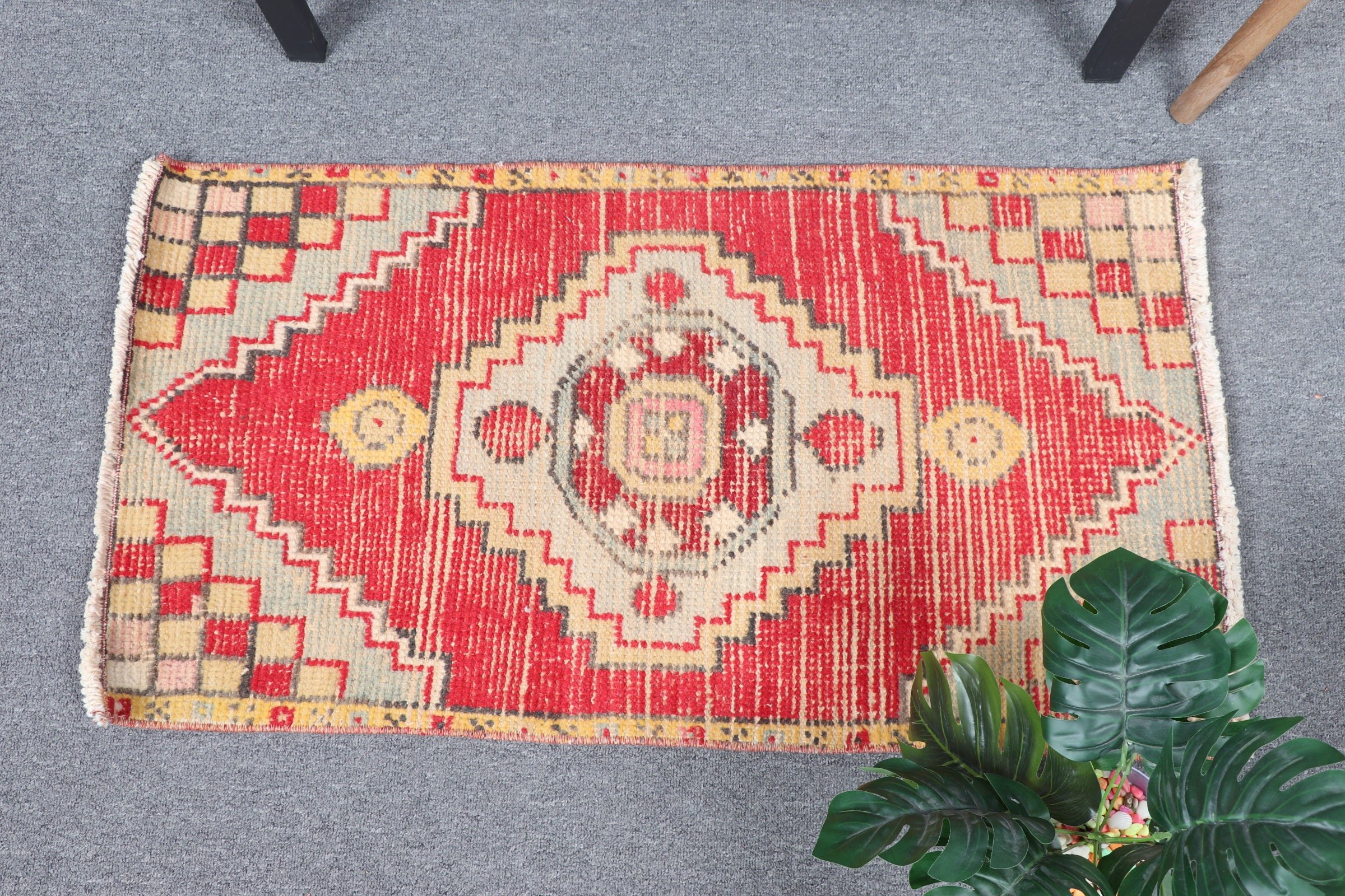 Cute Rug, Bath Rug, Vintage Rugs, Floor Rug, Red Bedroom Rug, 1.6x2.8 ft Small Rug, Oushak Rugs, Entry Rug, Turkish Rug, Rugs for Car Mat