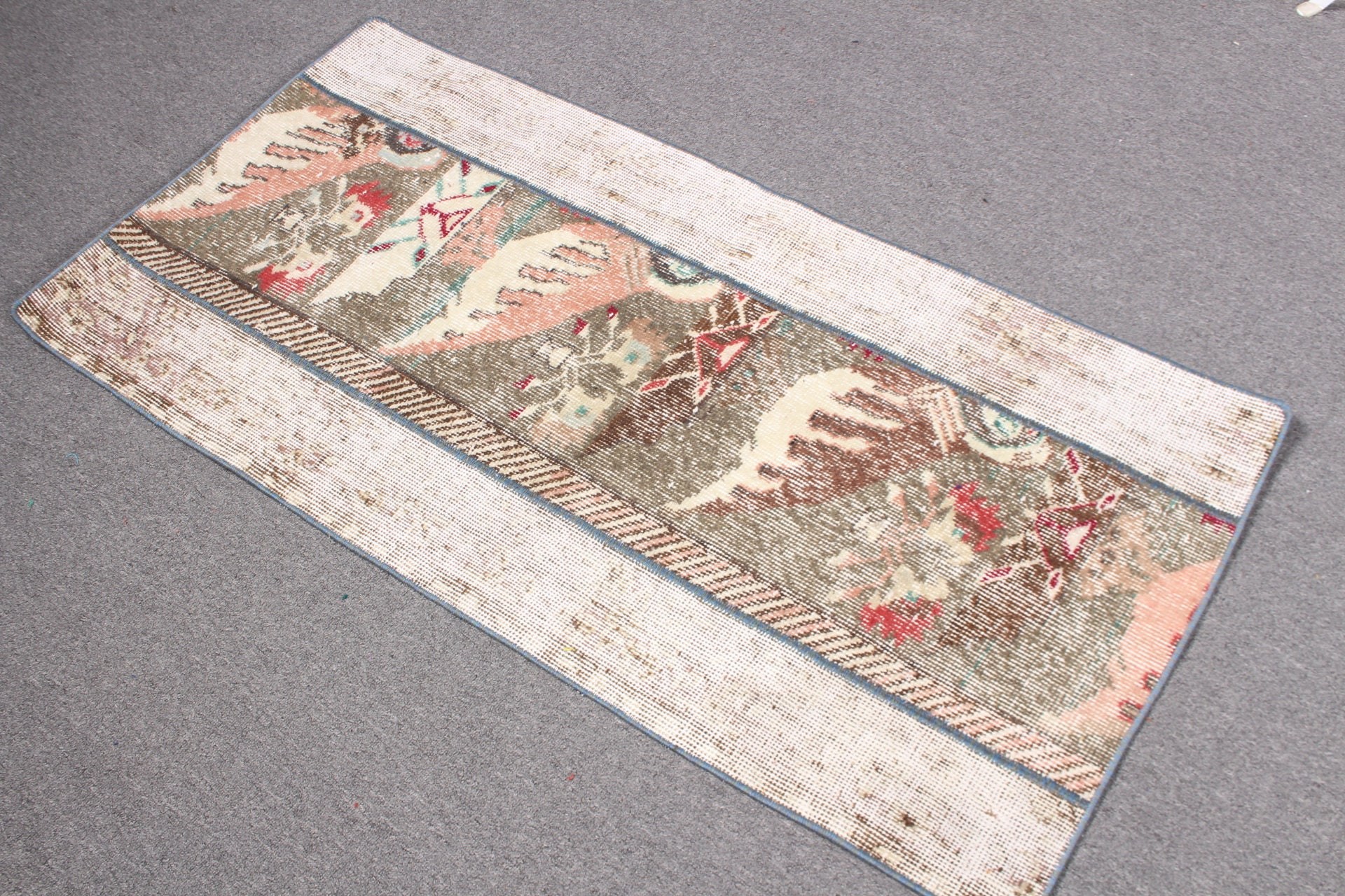 Antique Rug, Beige Home Decor Rugs, Rugs for Entry, 2.1x4.2 ft Small Rug, Vintage Rug, Cool Rug, Nursery Rugs, Turkish Rugs, Bedroom Rug