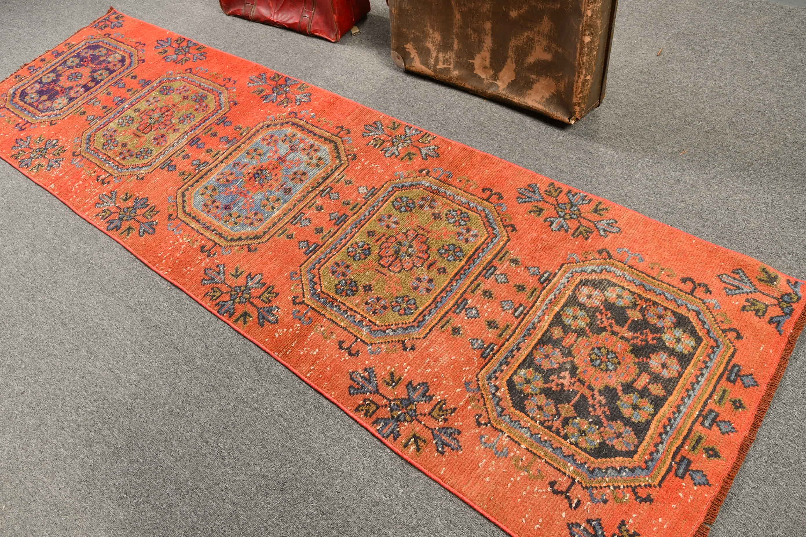 2.7x9.3 ft Runner Rugs, Turkish Rug, Red Anatolian Rug, Kitchen Rug, Rugs for Kitchen, Hallway Rugs, Vintage Rugs, Anatolian Rug, Dorm Rugs