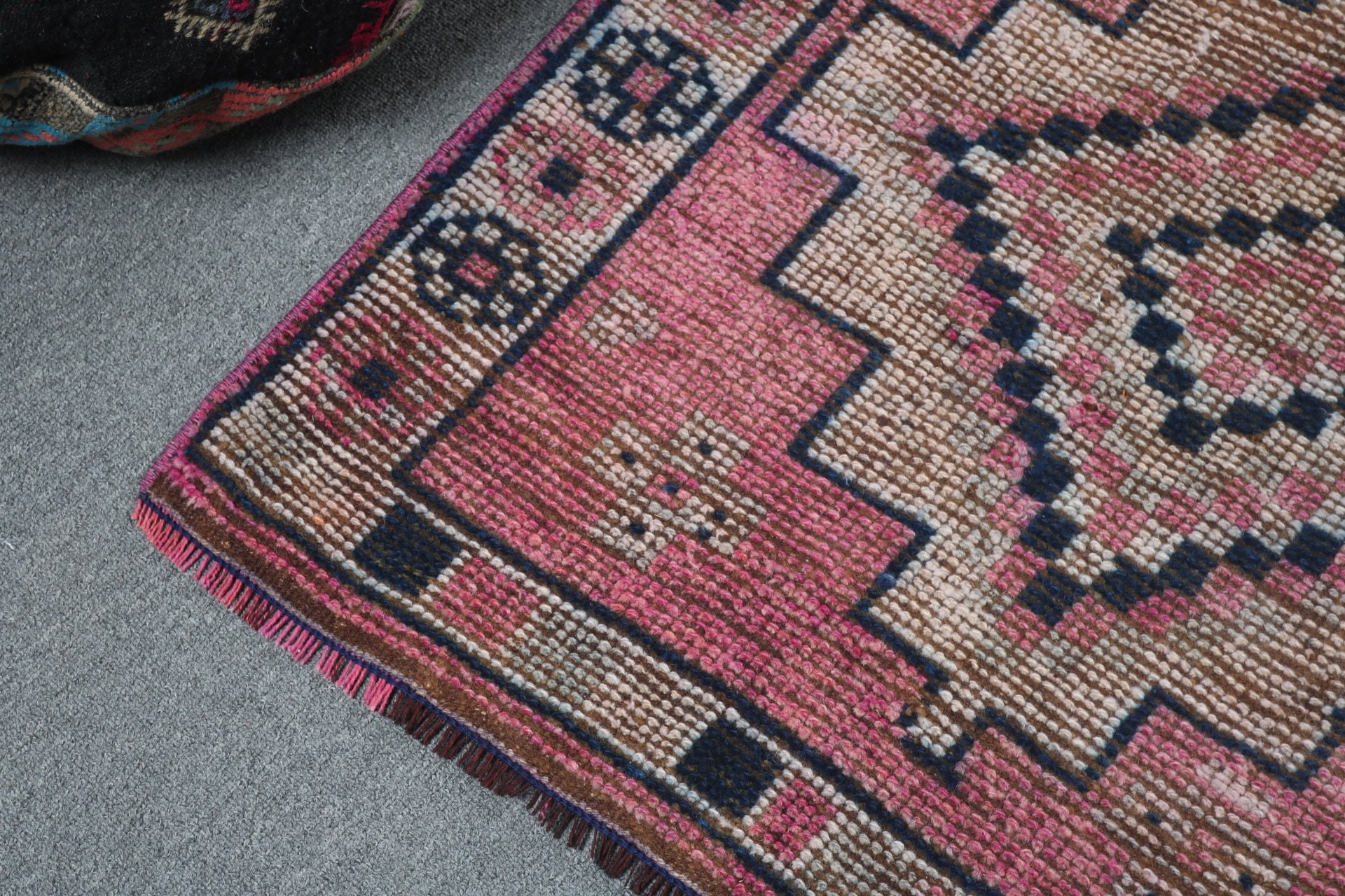 Mutfak Halıları, Boho Halıları, Vintage Halı, El Dokuma Halı, Türk Halıları, Türkiye Halısı, Pembe 2.7x9.5 ft Runner Halıları, Koridor Halıları