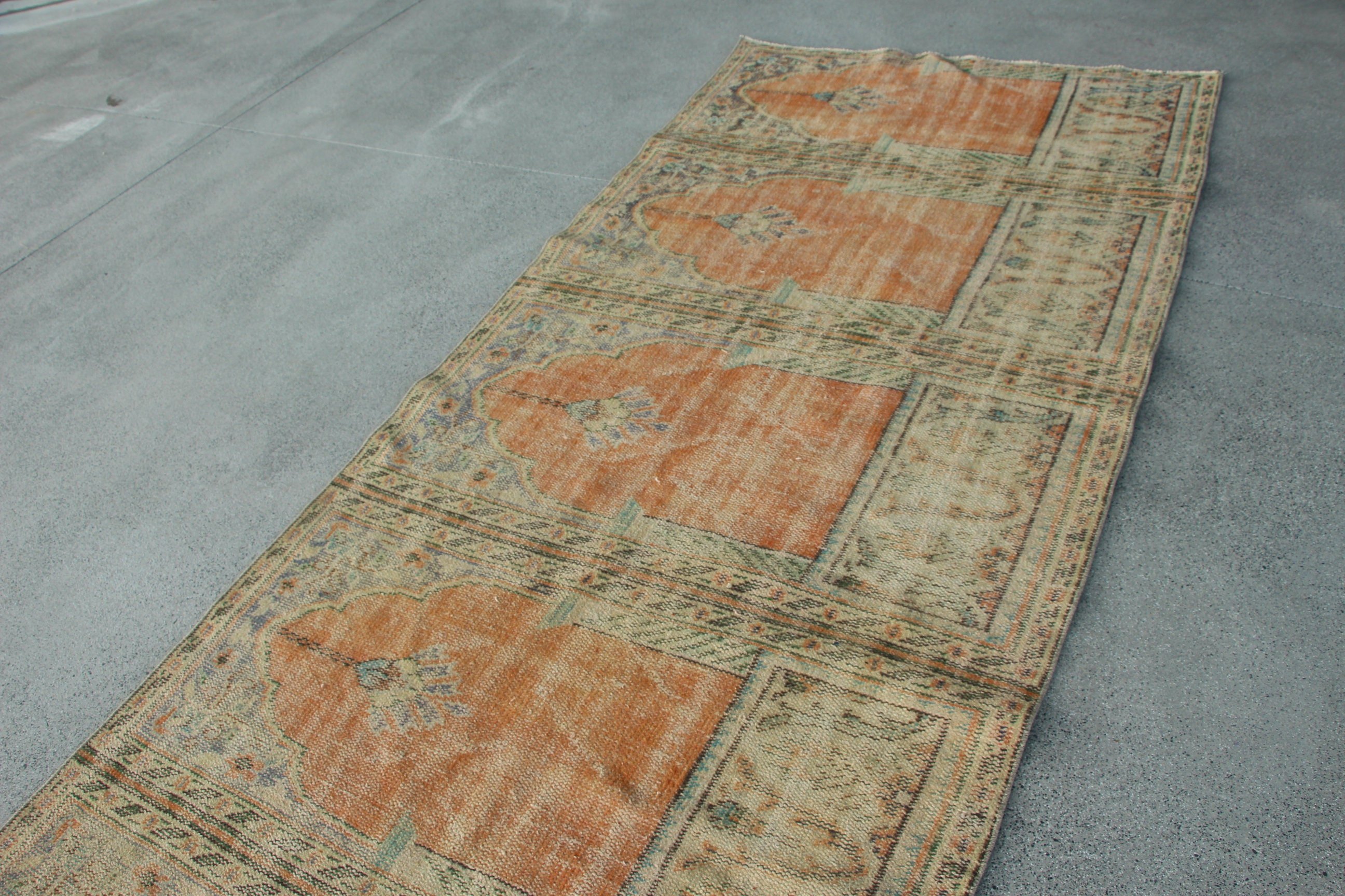 Kitchen Rugs, 4.1x18.3 ft Runner Rugs, Orange Home Decor Rug, Stair Rugs, Aztec Rug, Vintage Rug, Turkish Rugs, Corridor Rug, Oushak Rugs